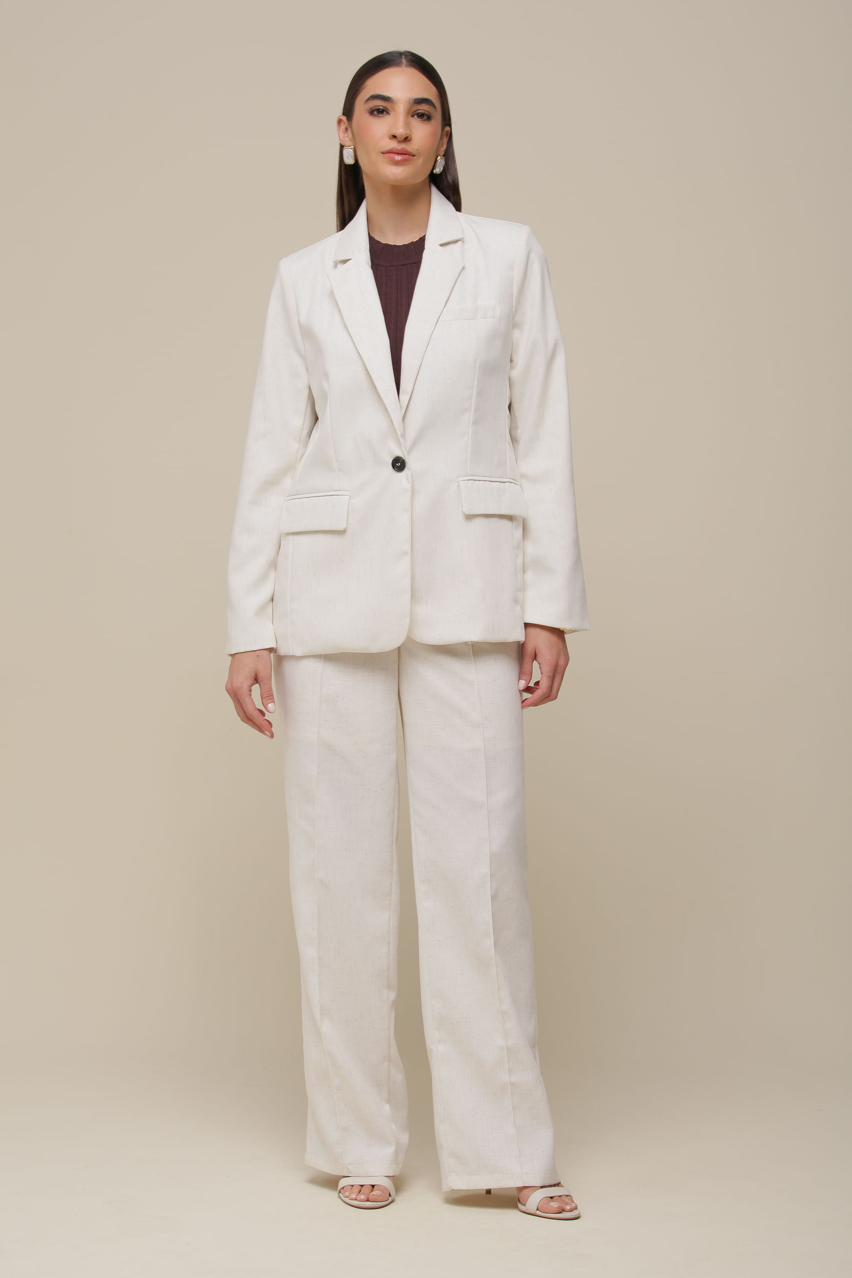 9036291 - Blazer de Linho com Lapela OFF-WHITE