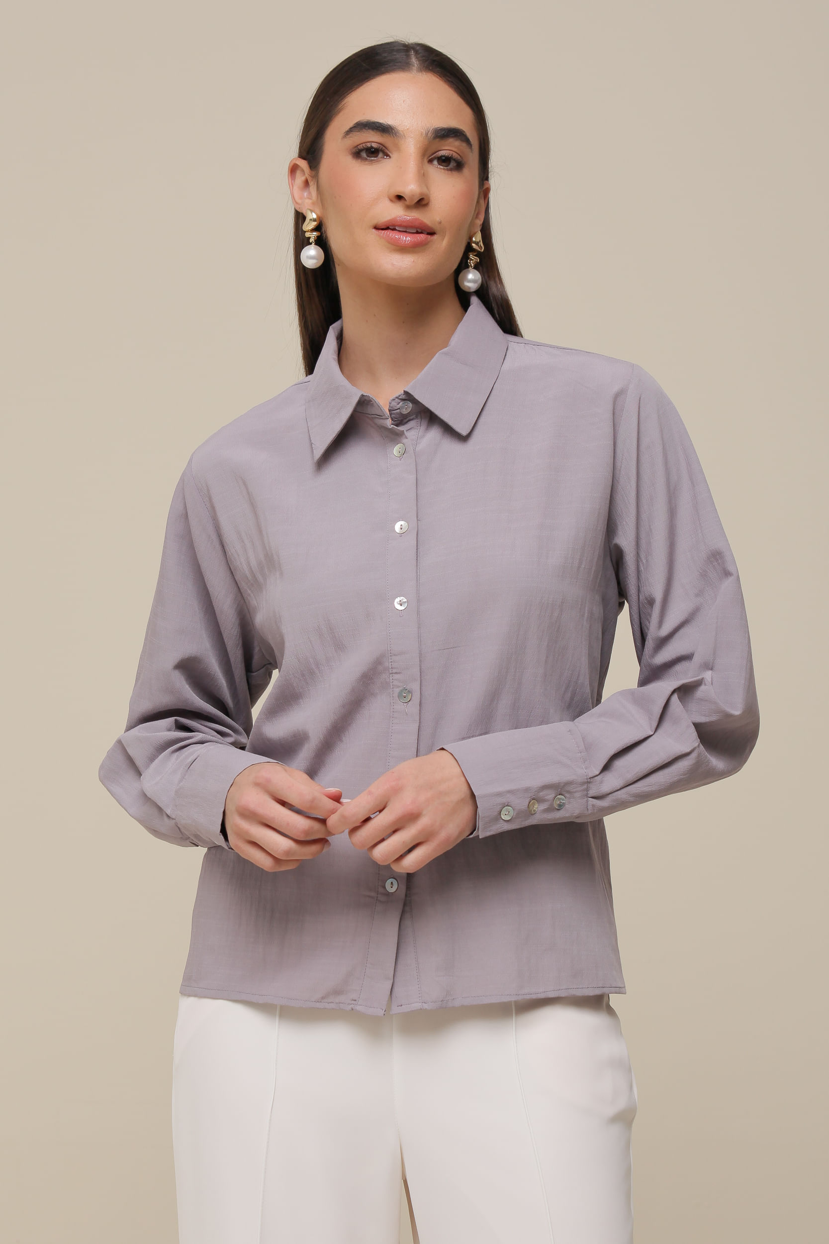 9036387 - Camisa Social Torção Costas CINZA