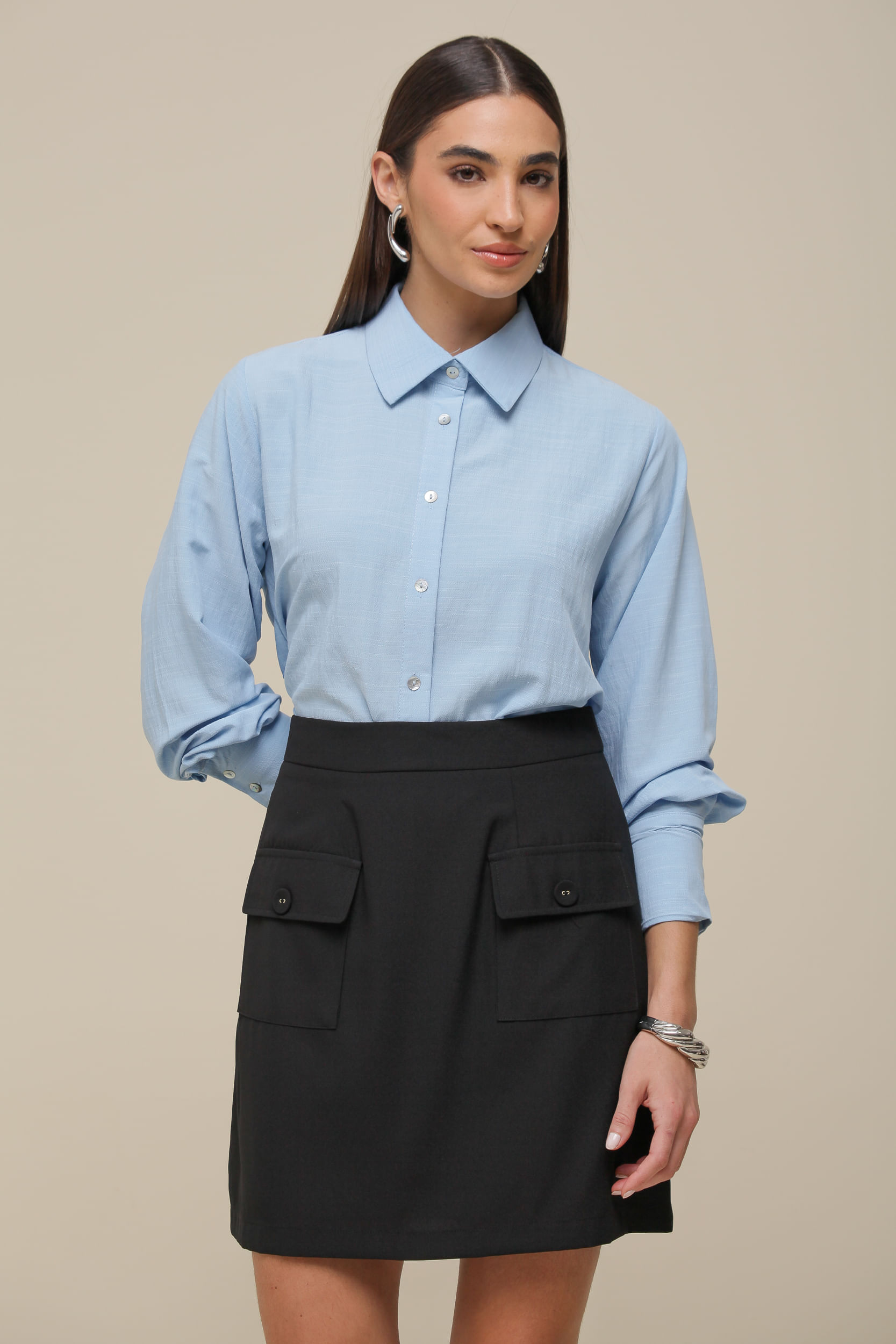 9036387 - Camisa Social Torção Costas AZUL