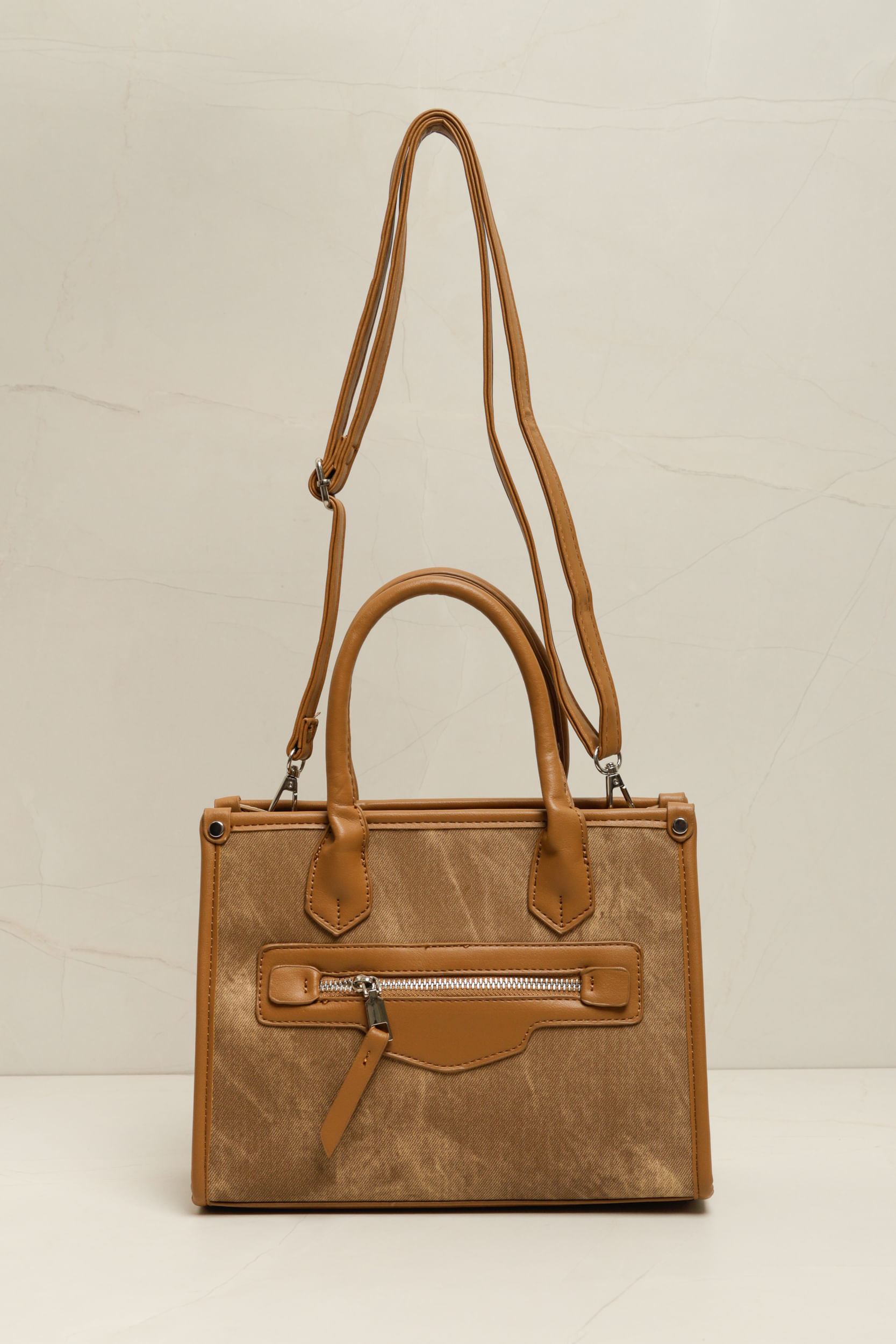 9035906 - Bolsa Alça Média Metalizada  MARROM