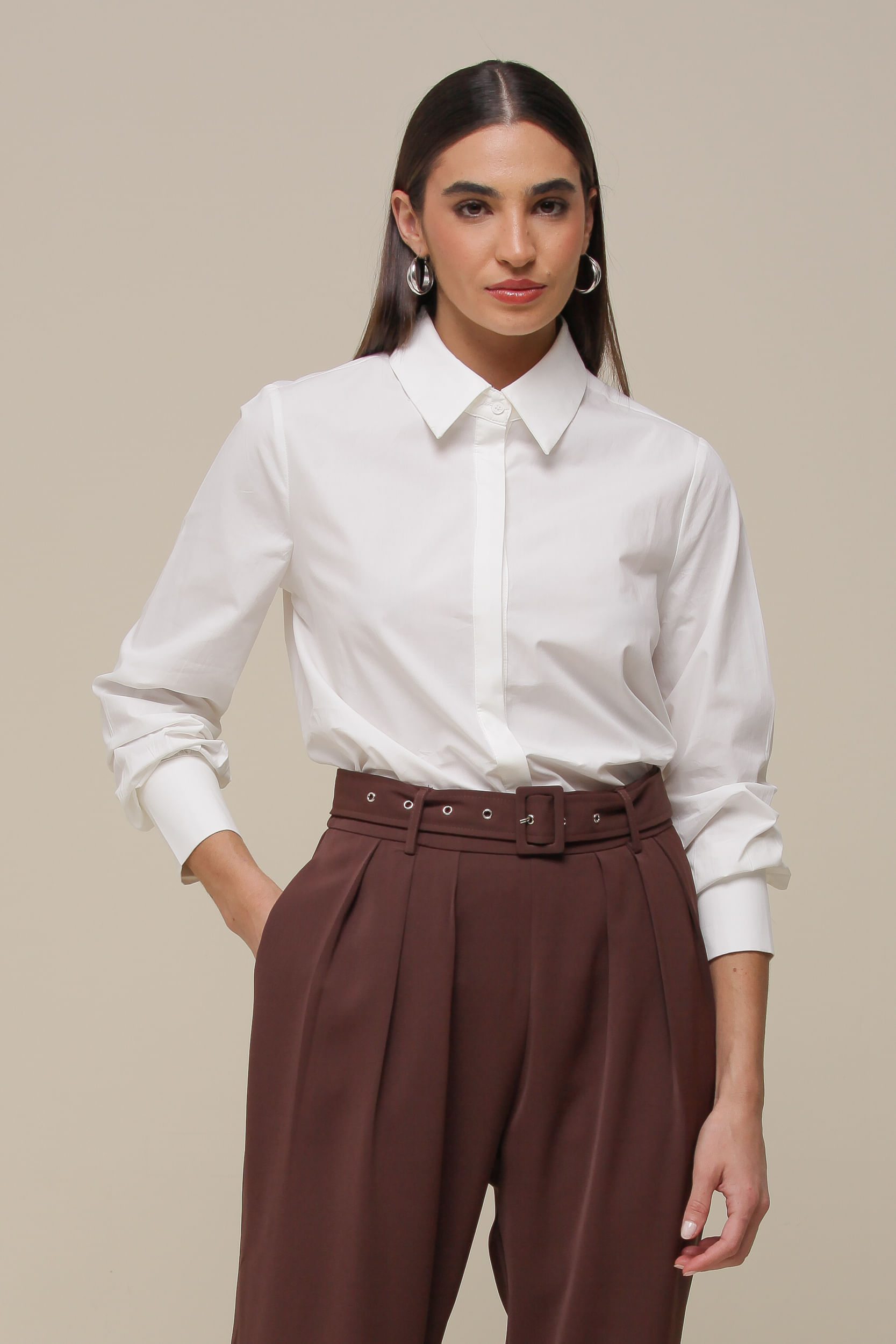 9036498 - Camisa Tricoline Botões   BRANCO