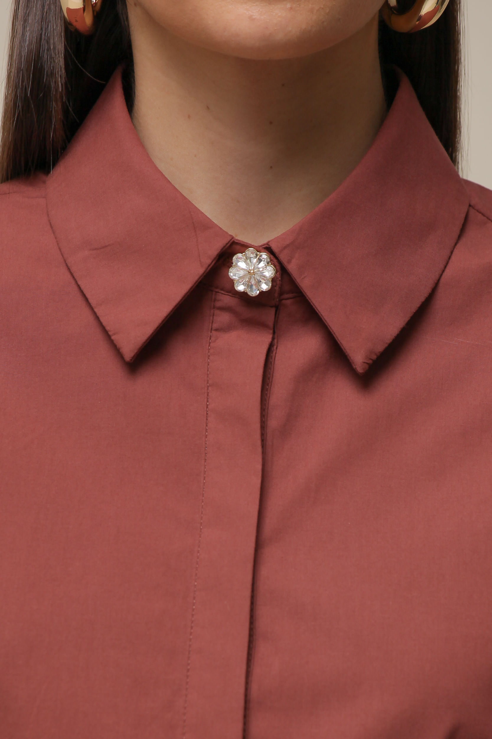 9036498 - Camisa Tricoline Botões MARROM 9036498 - Camisa Tricoline Botões MARROM