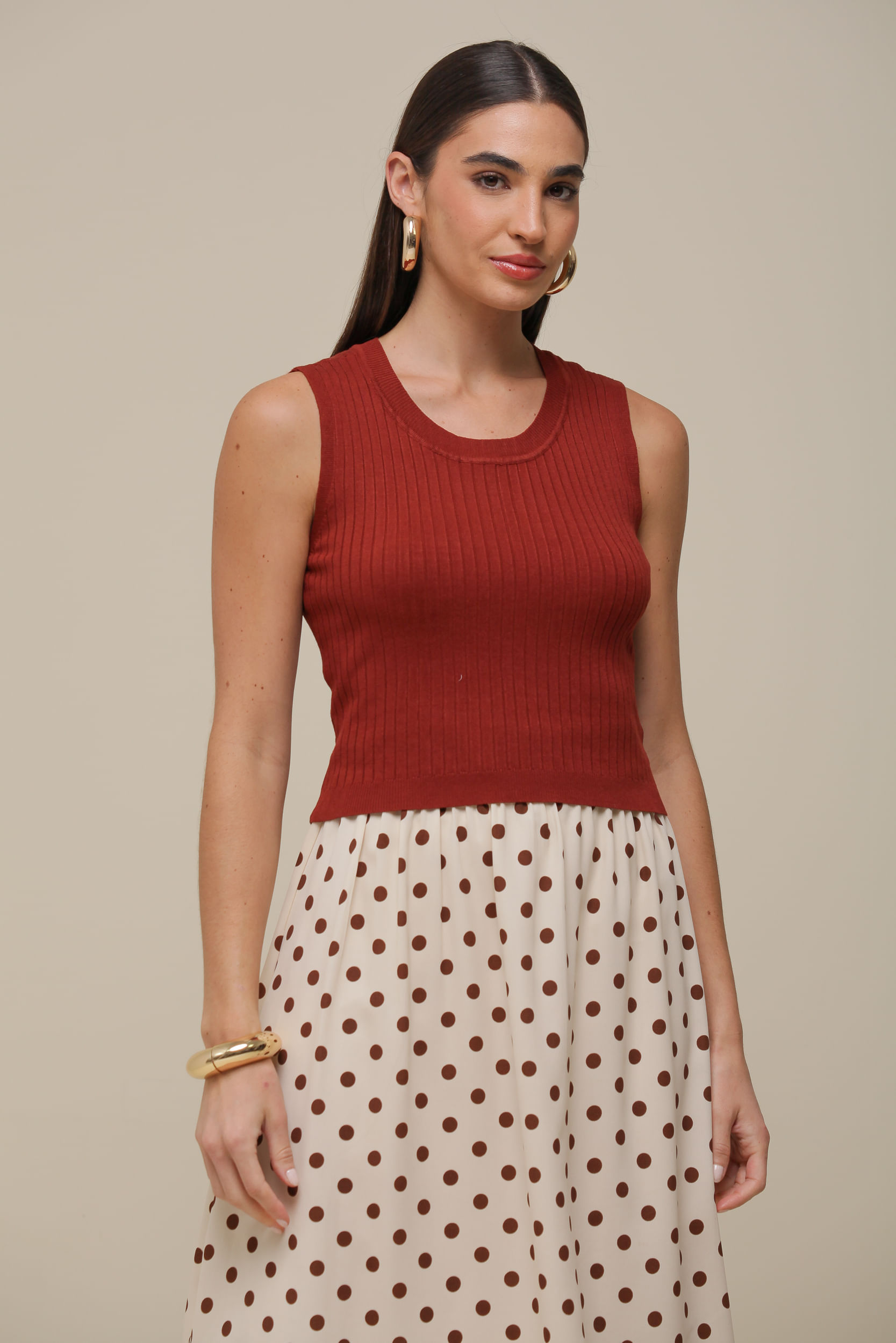 9036476 - Regata Cropped Tricô  FERRUGEM