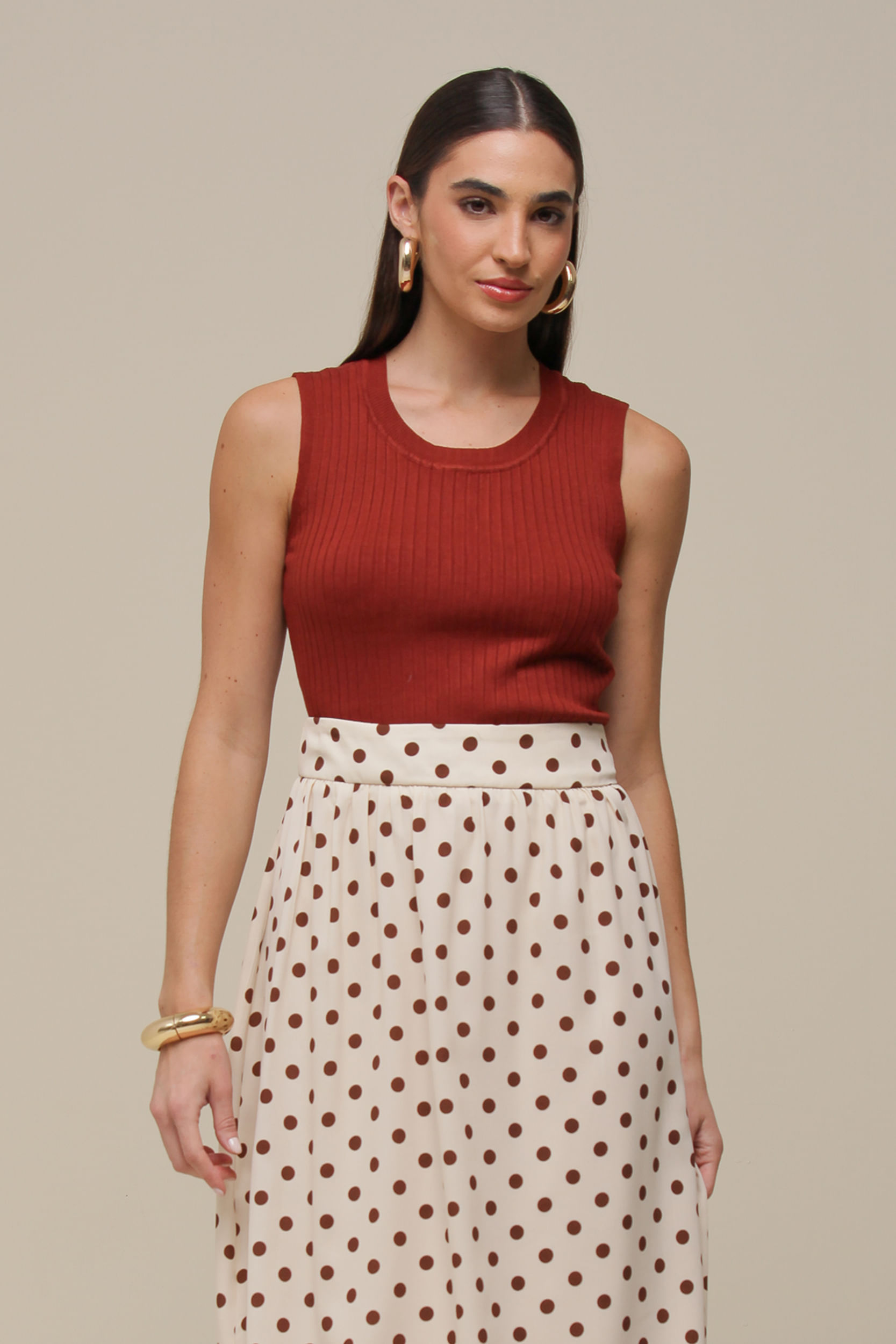 9036476 - Regata Cropped Tricô FERRUGEM 9036476 - Regata Cropped Tricô FERRUGEM