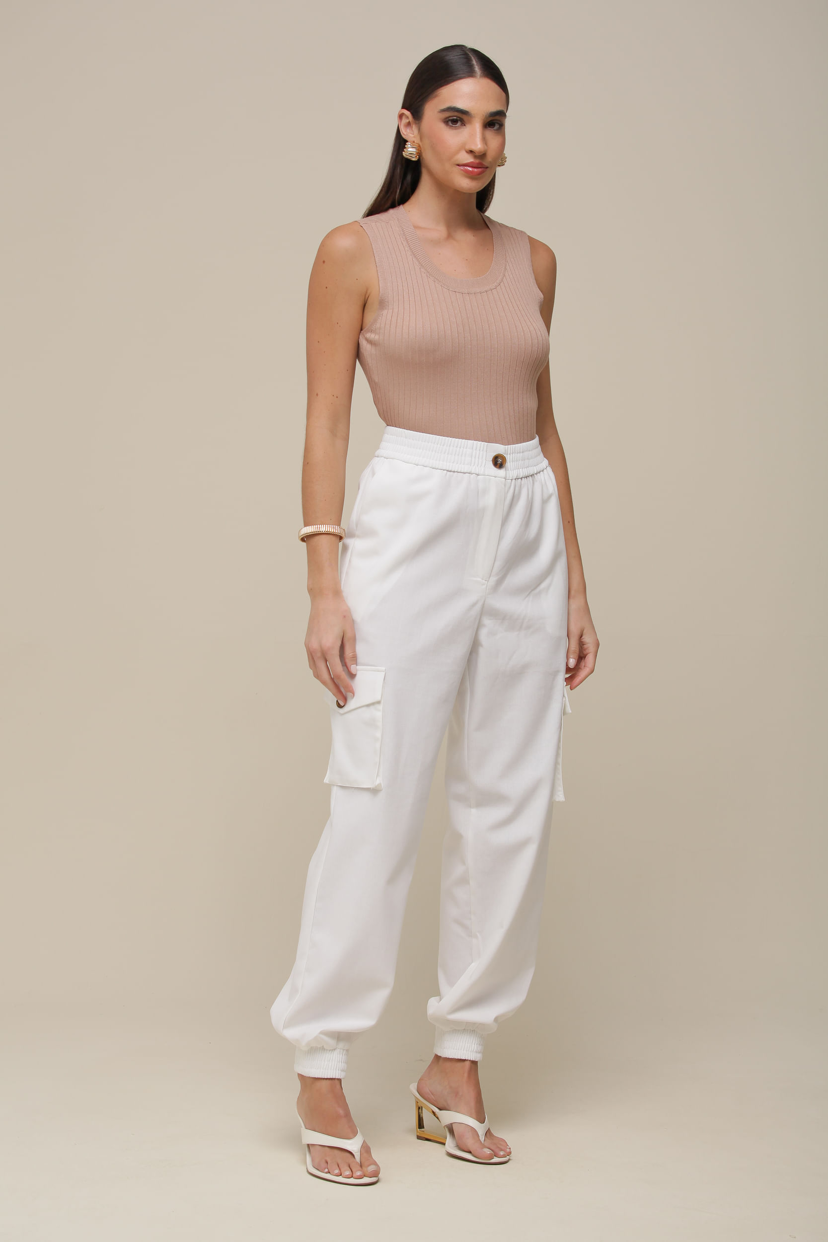 9036476 - Regata Cropped Tricô BEGE 9036476 - Regata Cropped Tricô BEGE