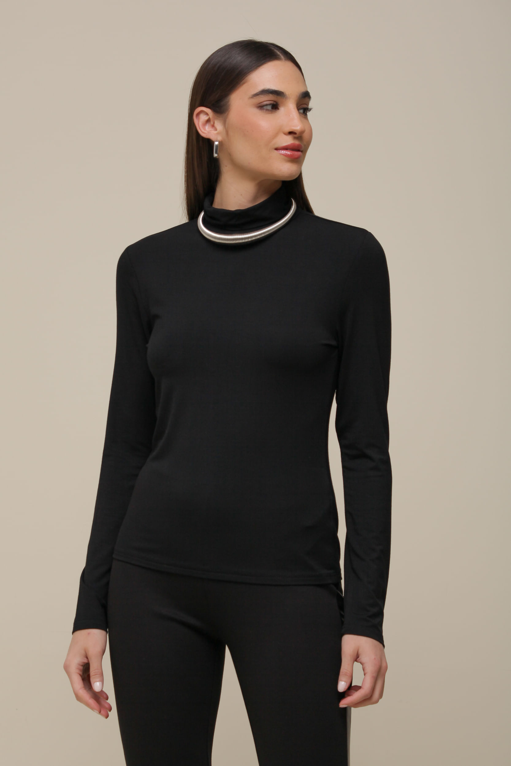 9036561 - Blusa Malha gola Alta PRETO 9036561 - Blusa Malha gola Alta PRETO
