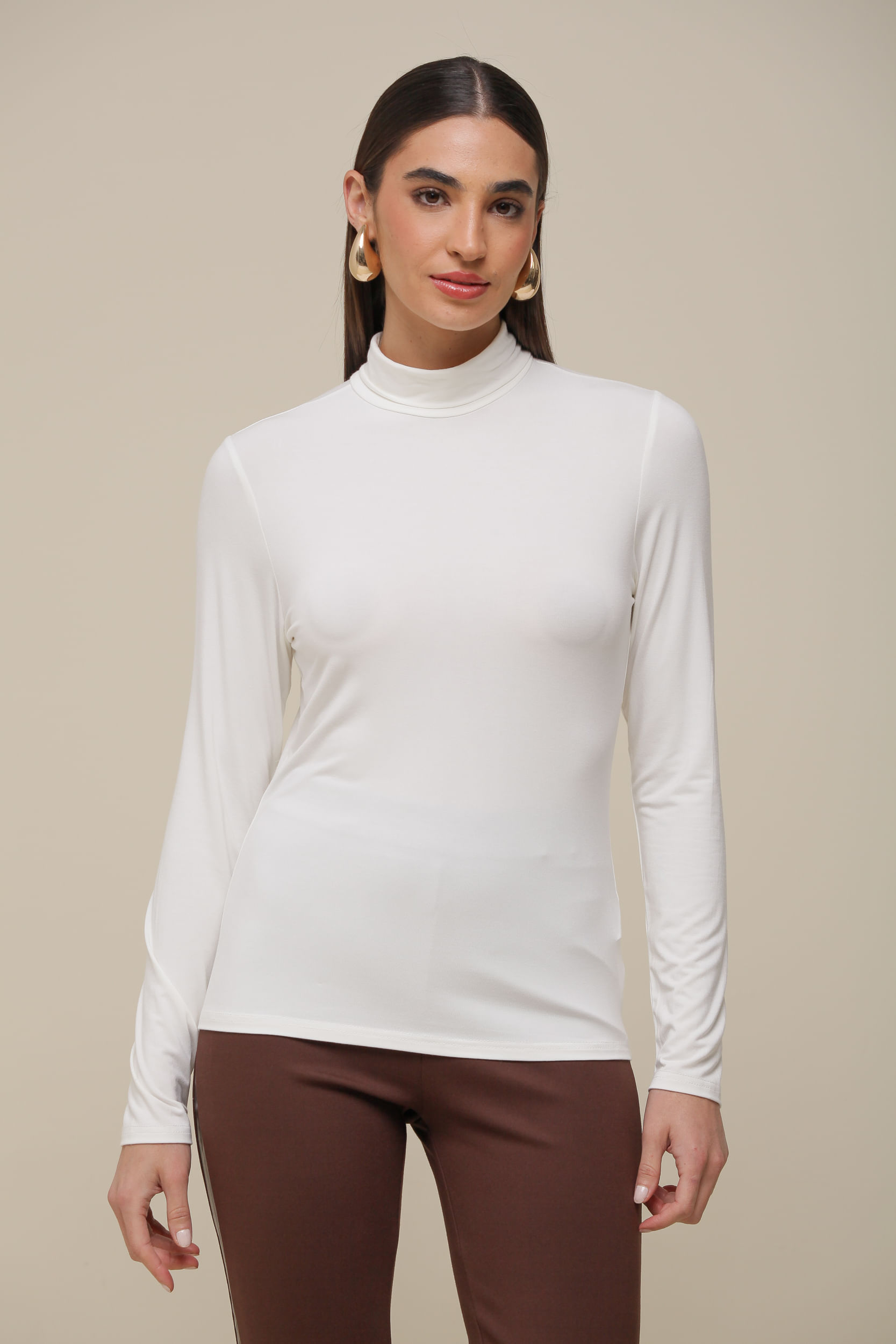 9036561 - Blusa Malha gola Alta  OFF-WHITE