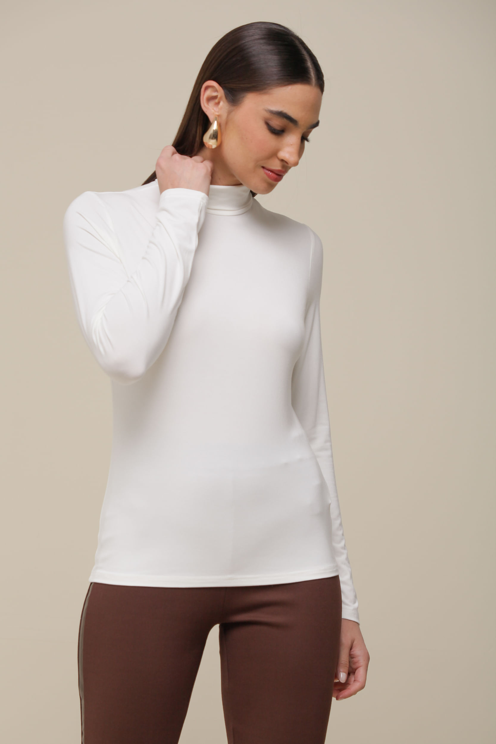 9036561 - Blusa Malha gola Alta OFF-WHITE 9036561 - Blusa Malha gola Alta OFF-WHITE