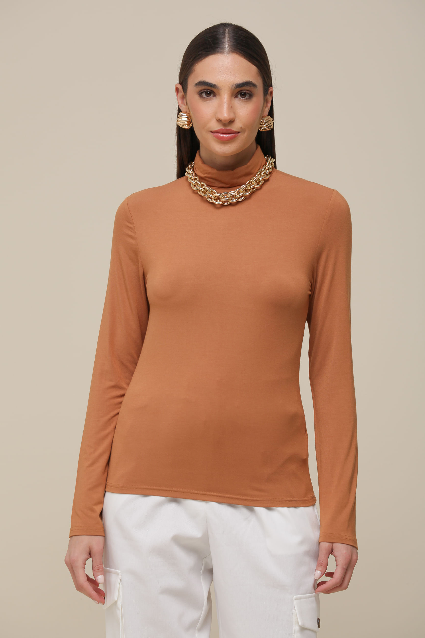 9036561 - Blusa Malha gola Alta CARAMELO 9036561 - Blusa Malha gola Alta CARAMELO