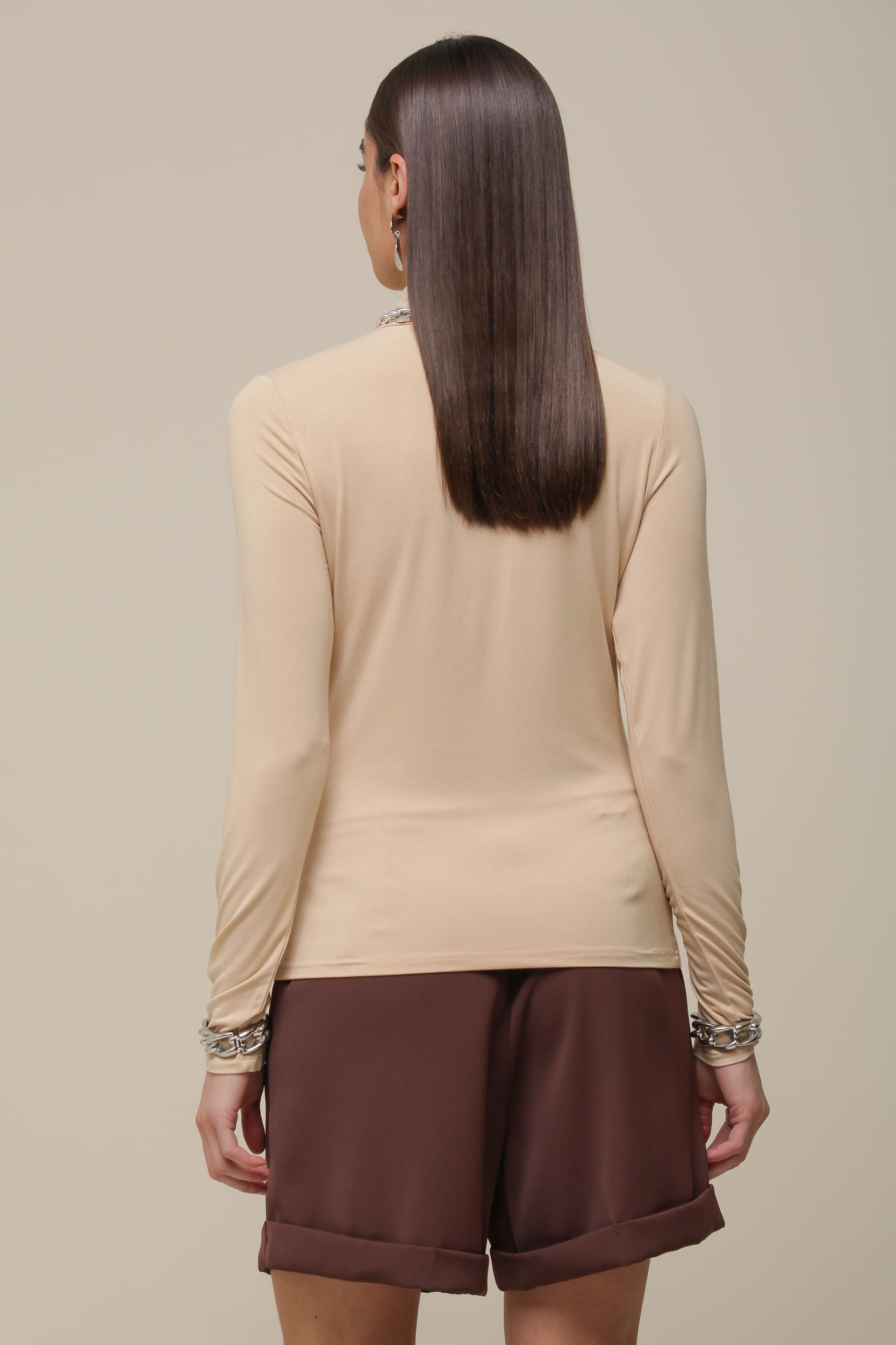 9036561 - Blusa Malha gola Alta BEGE 9036561 - Blusa Malha gola Alta BEGE
