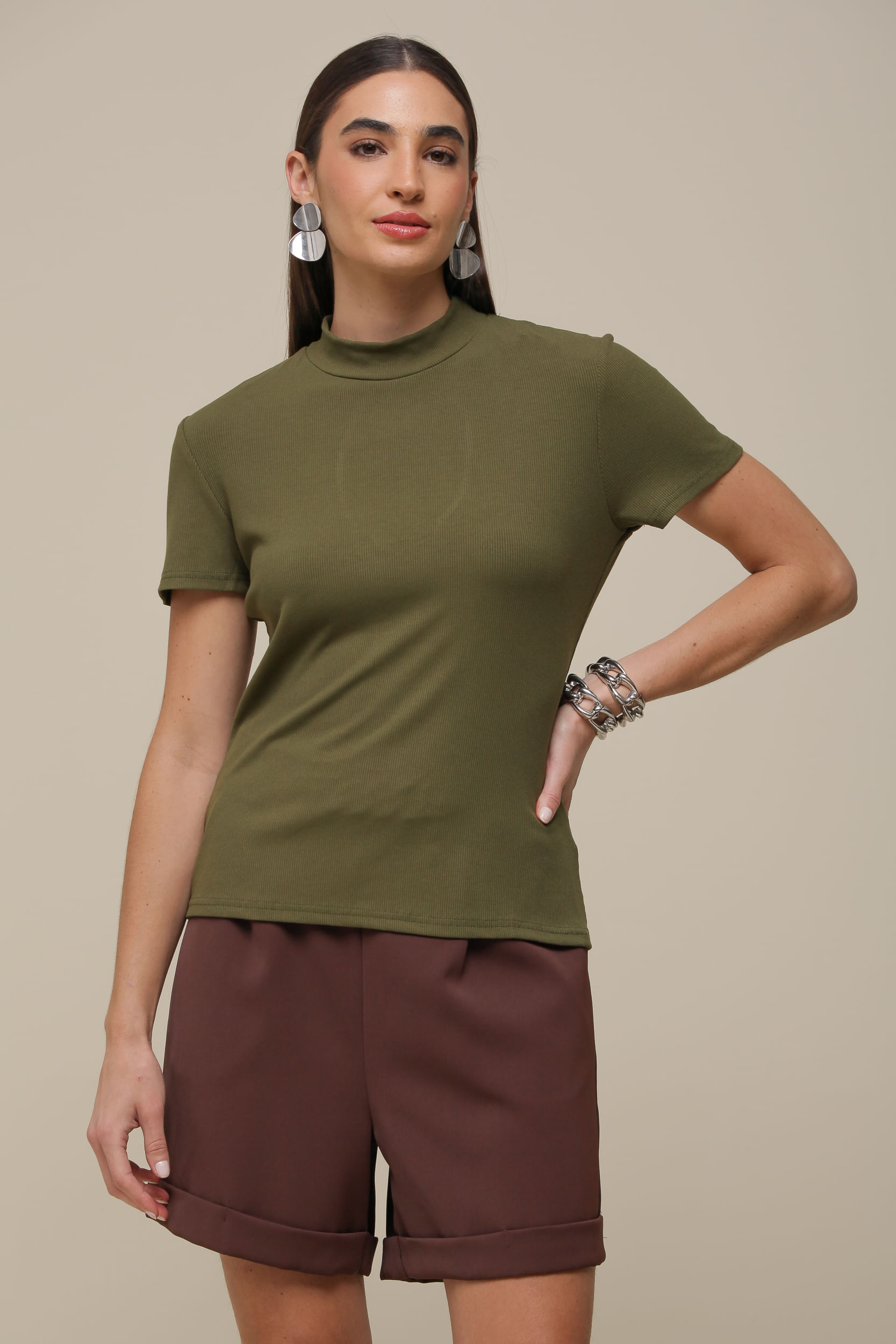 9036319 - Blusa MC Rib Basic VERDE 9036319 - Blusa MC Rib Basic VERDE