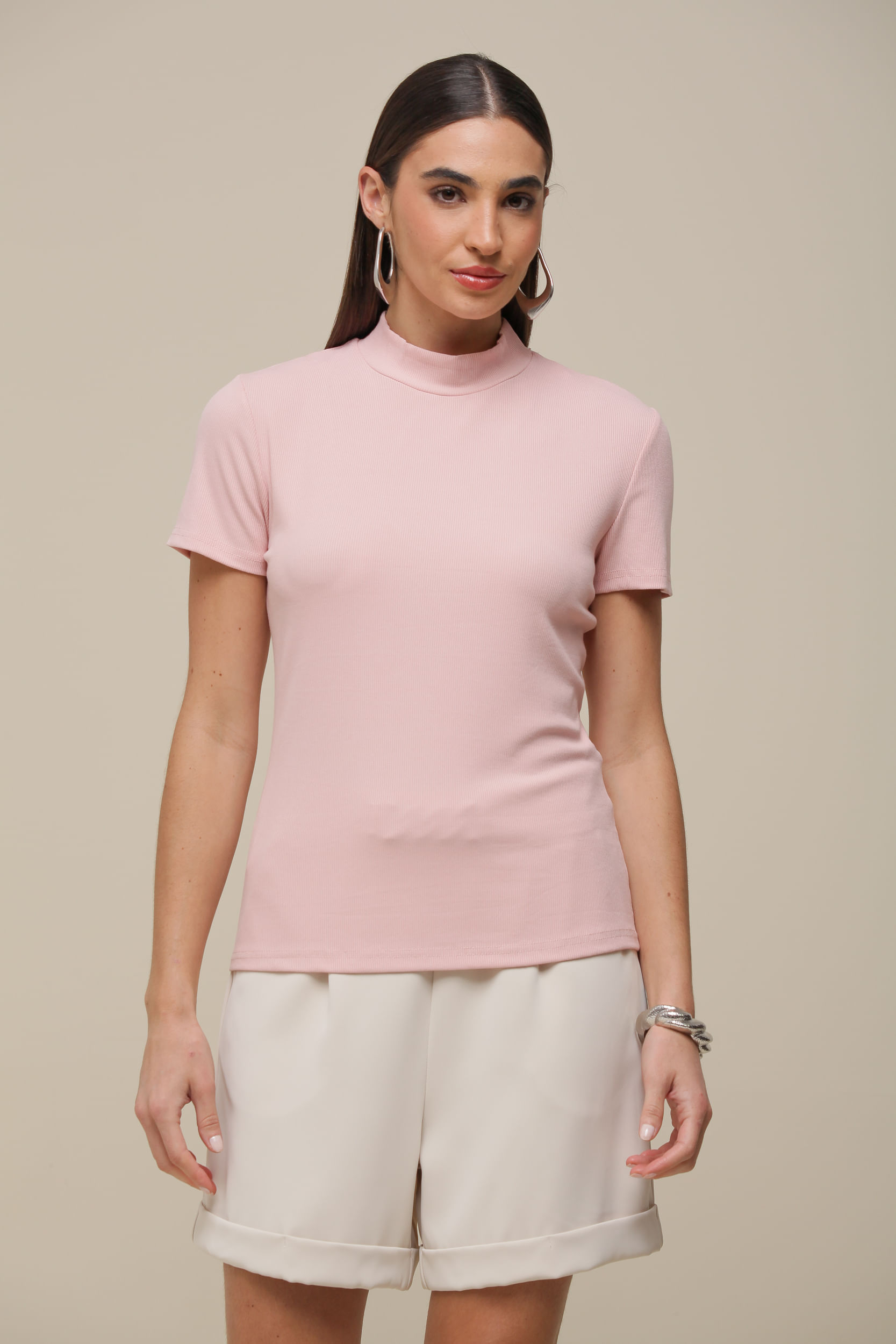 9036319 - Blusa MC Rib Basic ROSÊ 9036319 - Blusa MC Rib Basic ROSÊ