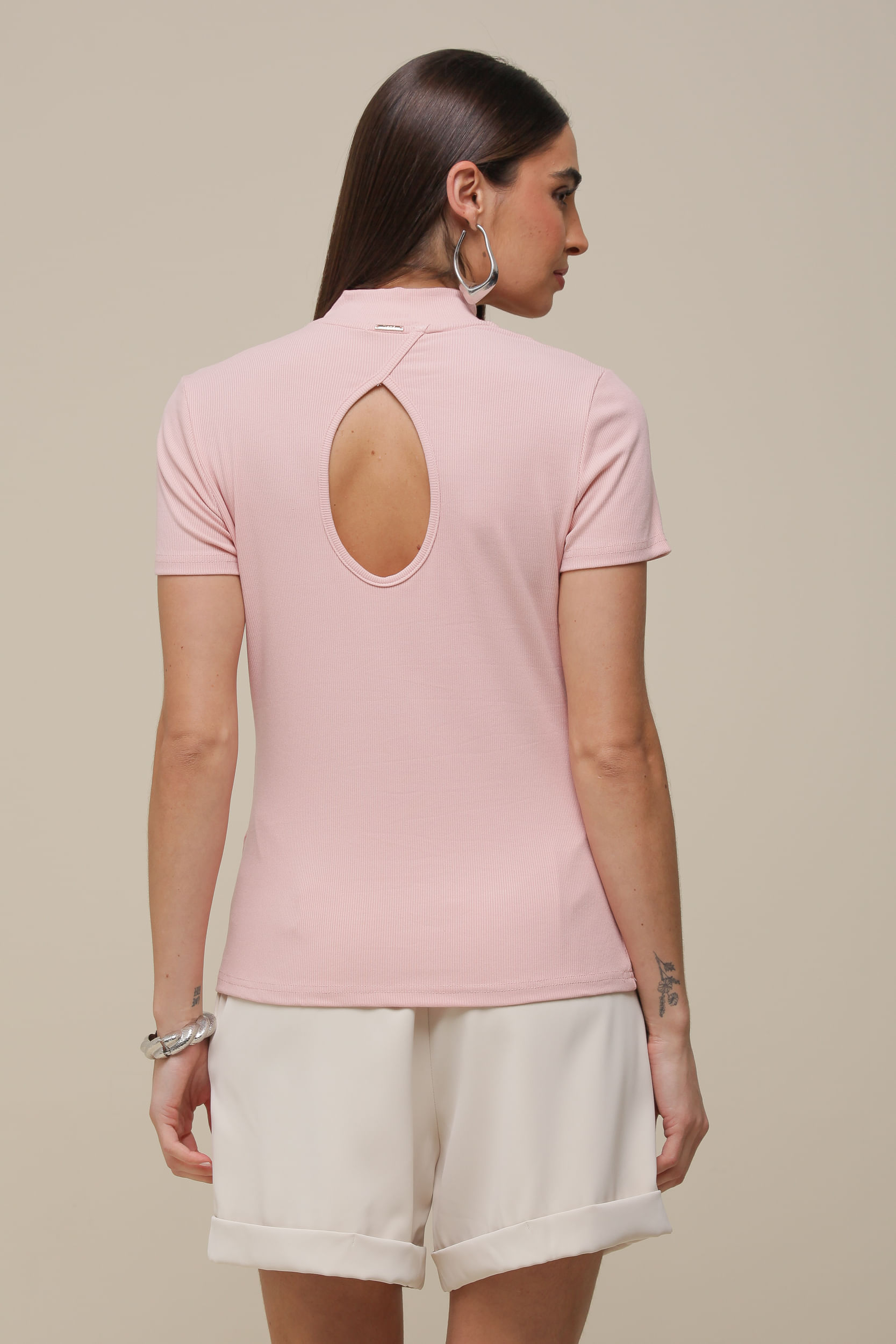 9036319 - Blusa MC Rib Basic ROSÊ 9036319 - Blusa MC Rib Basic ROSÊ