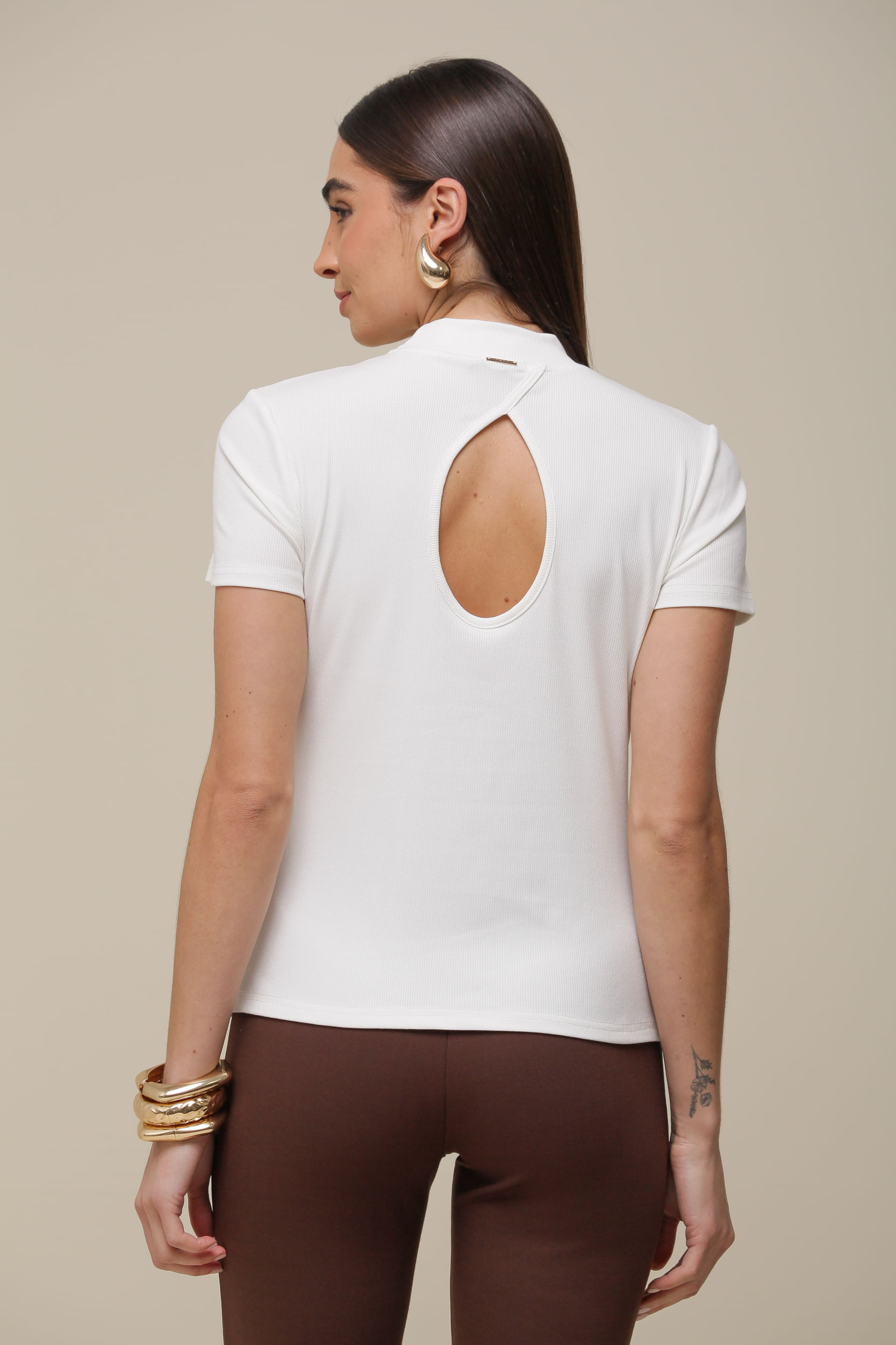 9036319 - Blusa MC Rib Basic OFF-WHITE 9036319 - Blusa MC Rib Basic OFF-WHITE