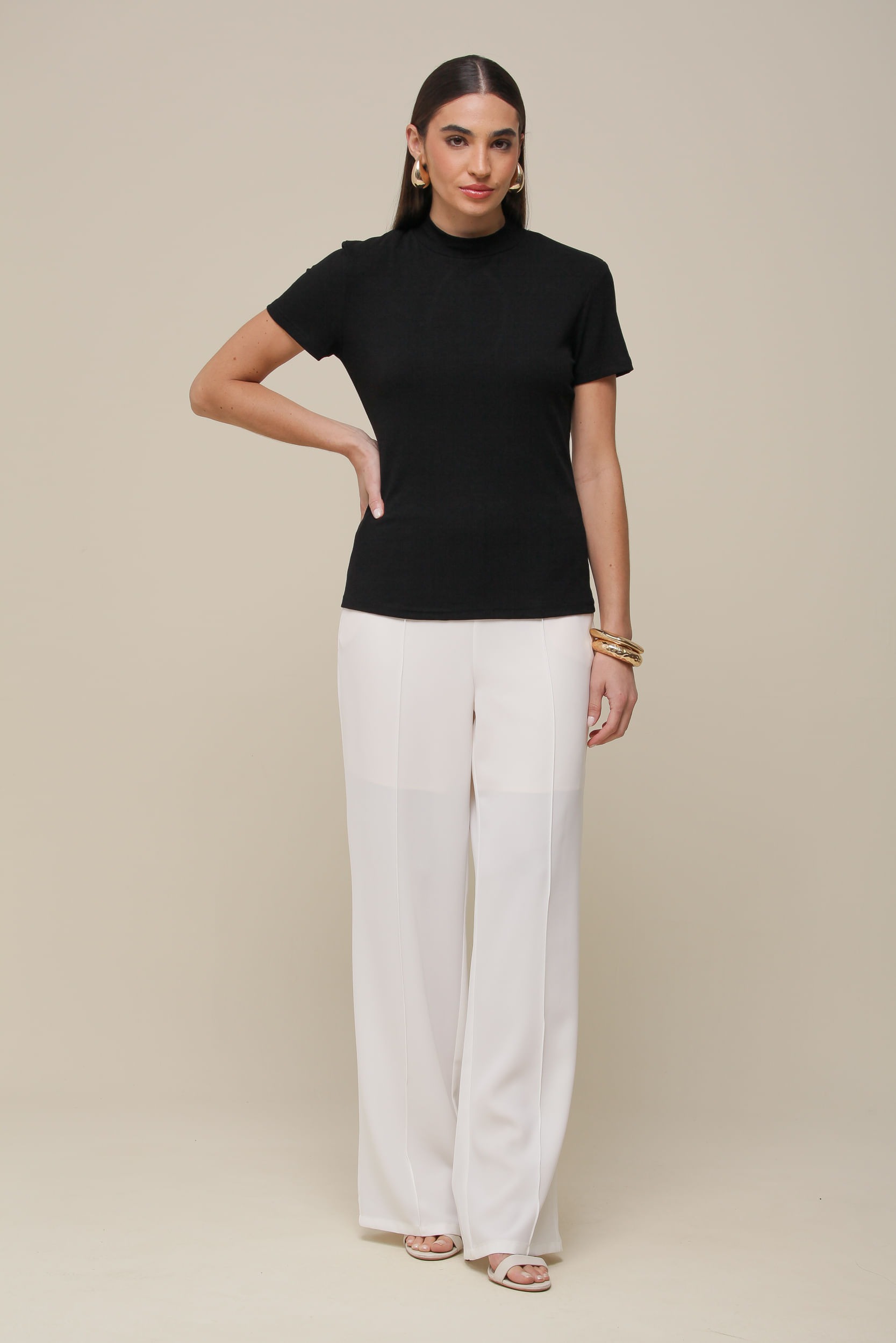 9036319 - Blusa MC Rib Basic PRETO 9036319 - Blusa MC Rib Basic PRETO