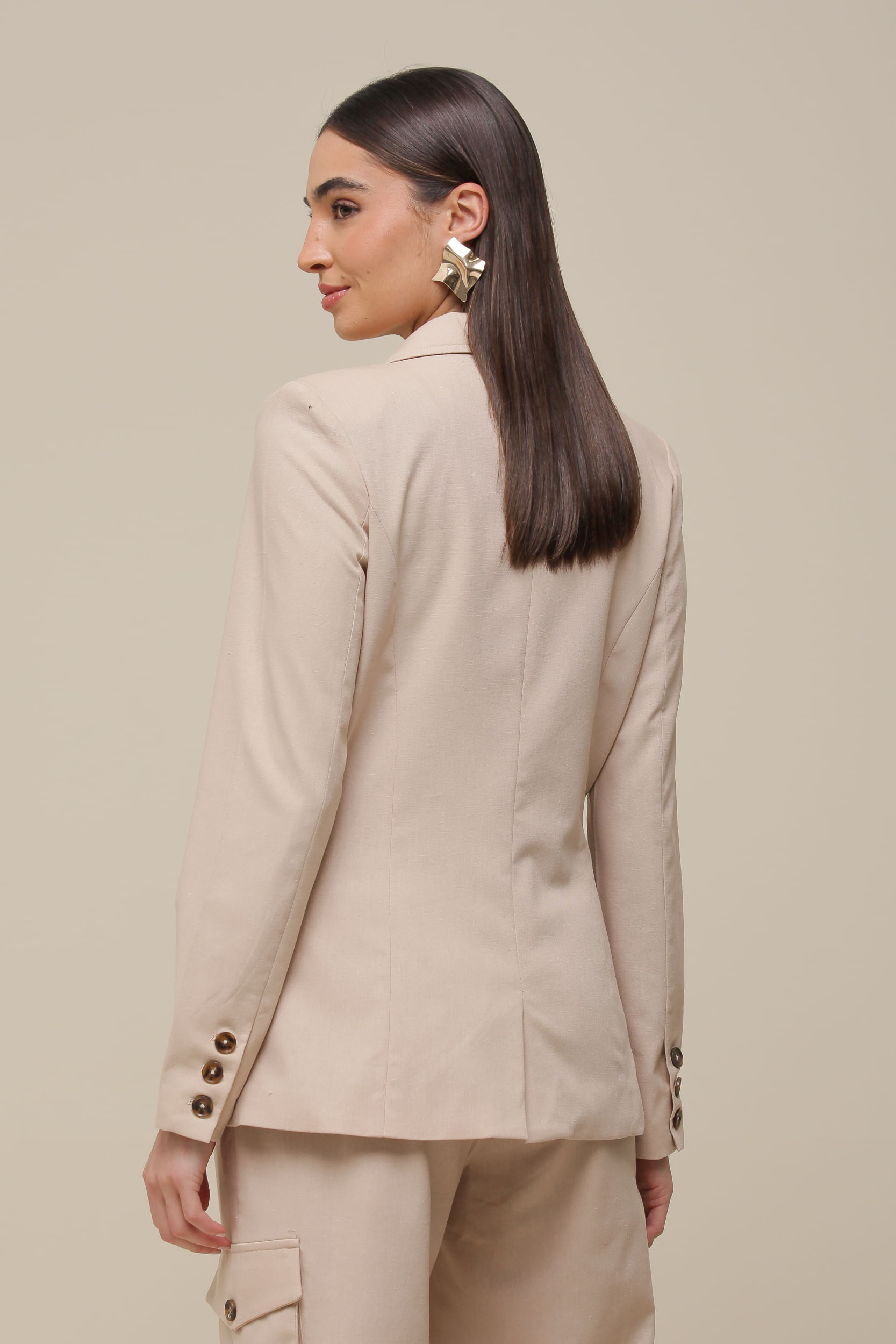 9036197 - Blazer Alongado em Linho  NATURAL