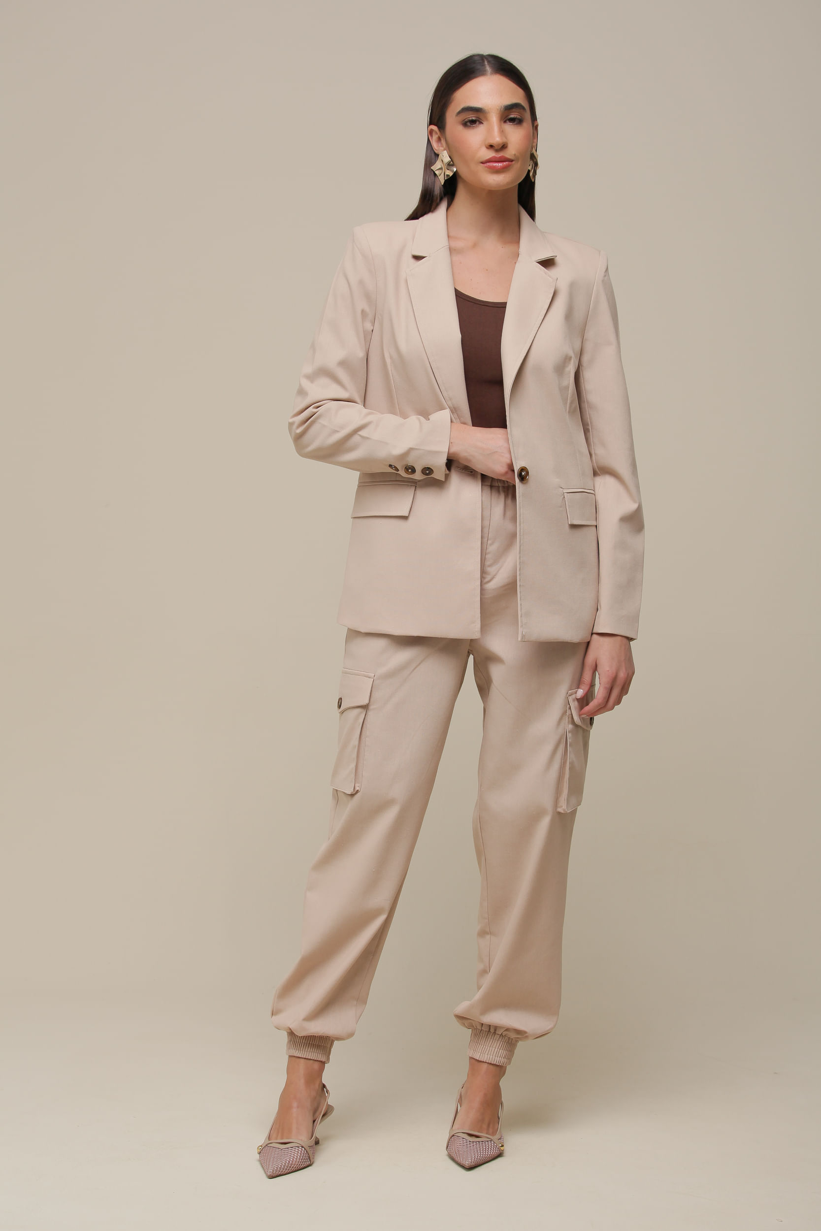 9036197 - Blazer Alongado em Linho  NATURAL