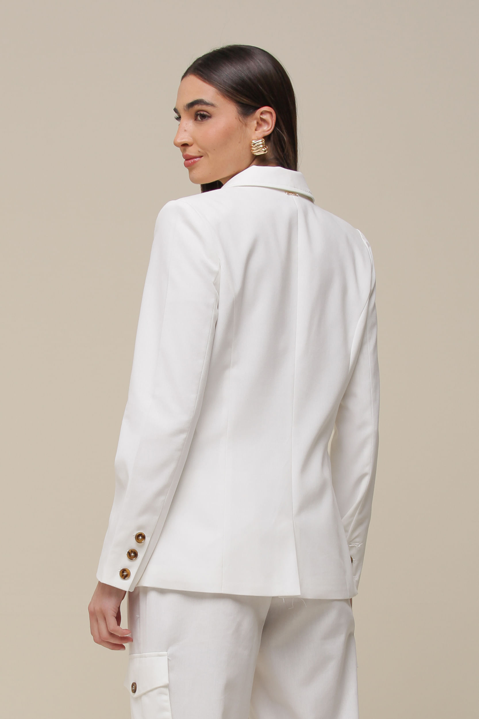 9036197 - Blazer Alongado em Linho  OFF-WHITE