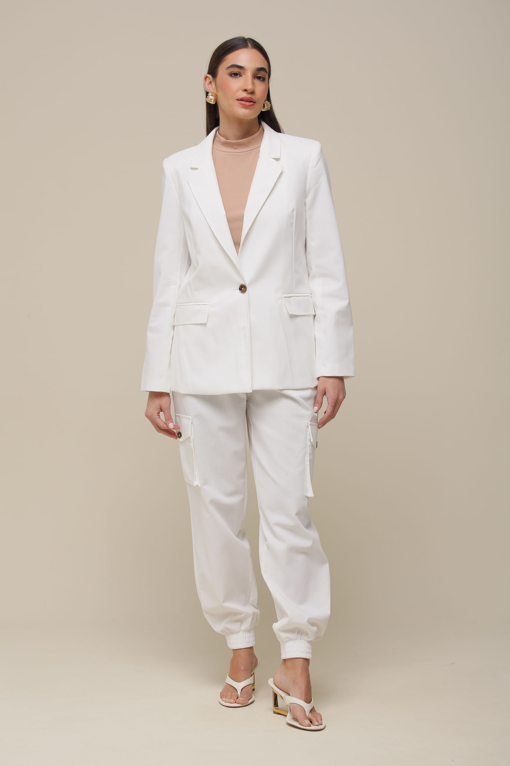 9036197 - Blazer Alongado em Linho  OFF-WHITE