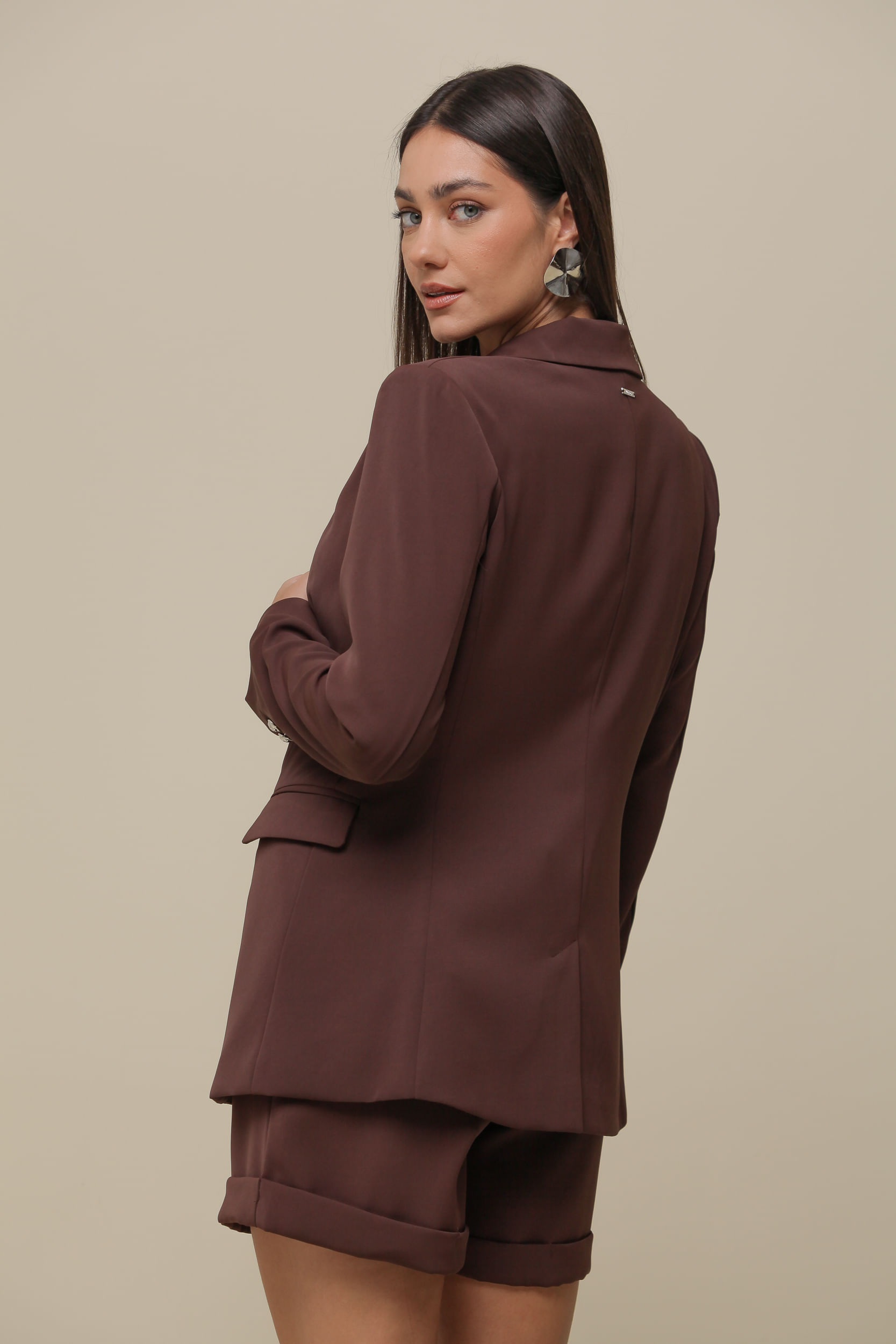 9036507 - Blazer Alfaiataria Alongado MARROM 9036507 - Blazer Alfaiataria Alongado MARROM