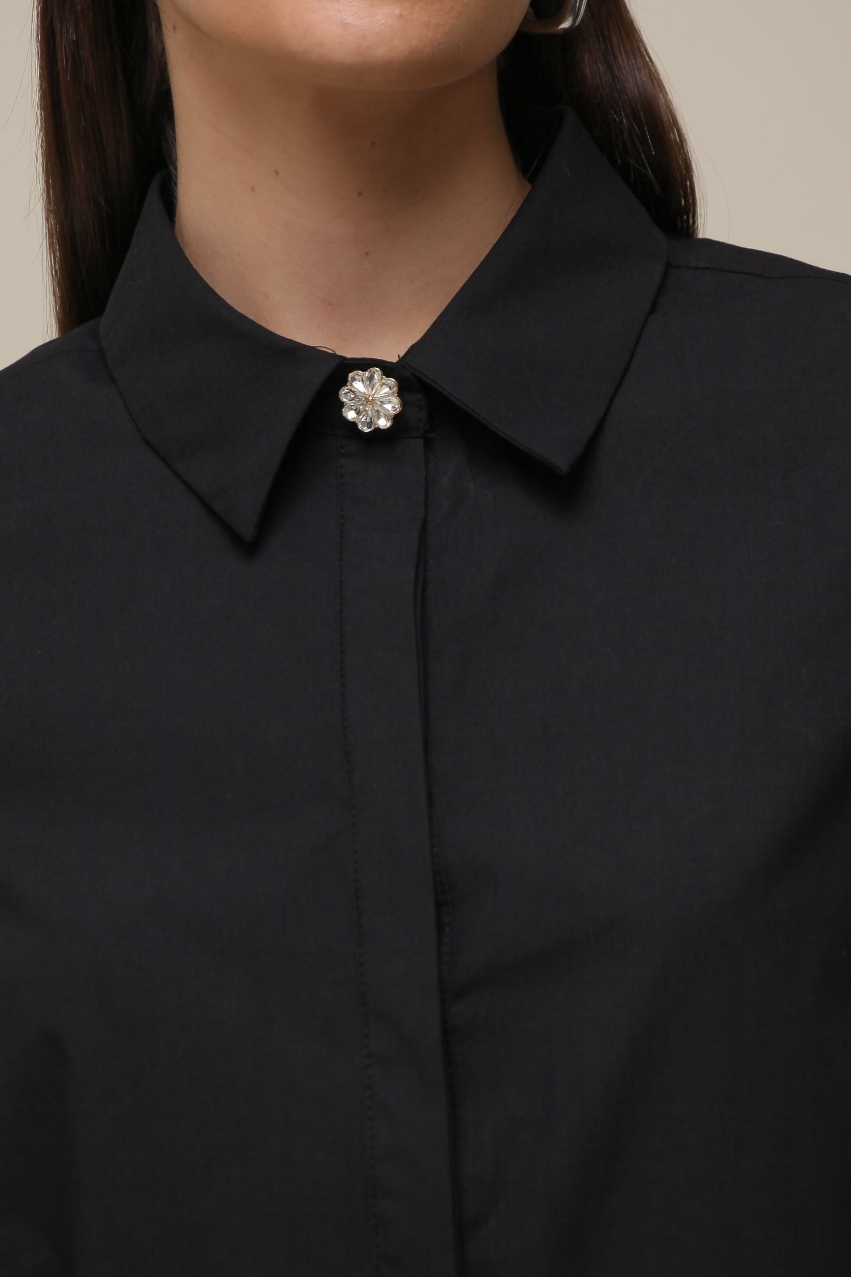 9036498 - Camisa Tricoline Botões PRETO 9036498 - Camisa Tricoline Botões PRETO
