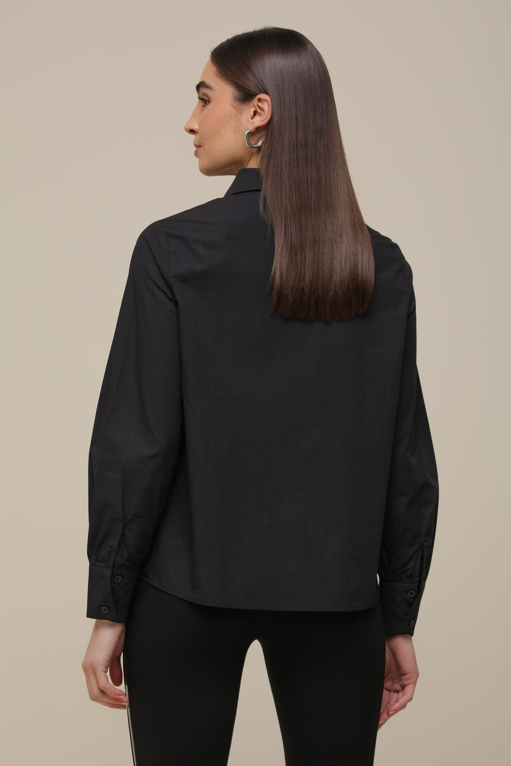 9036498 - Camisa Tricoline Botões PRETO 9036498 - Camisa Tricoline Botões PRETO