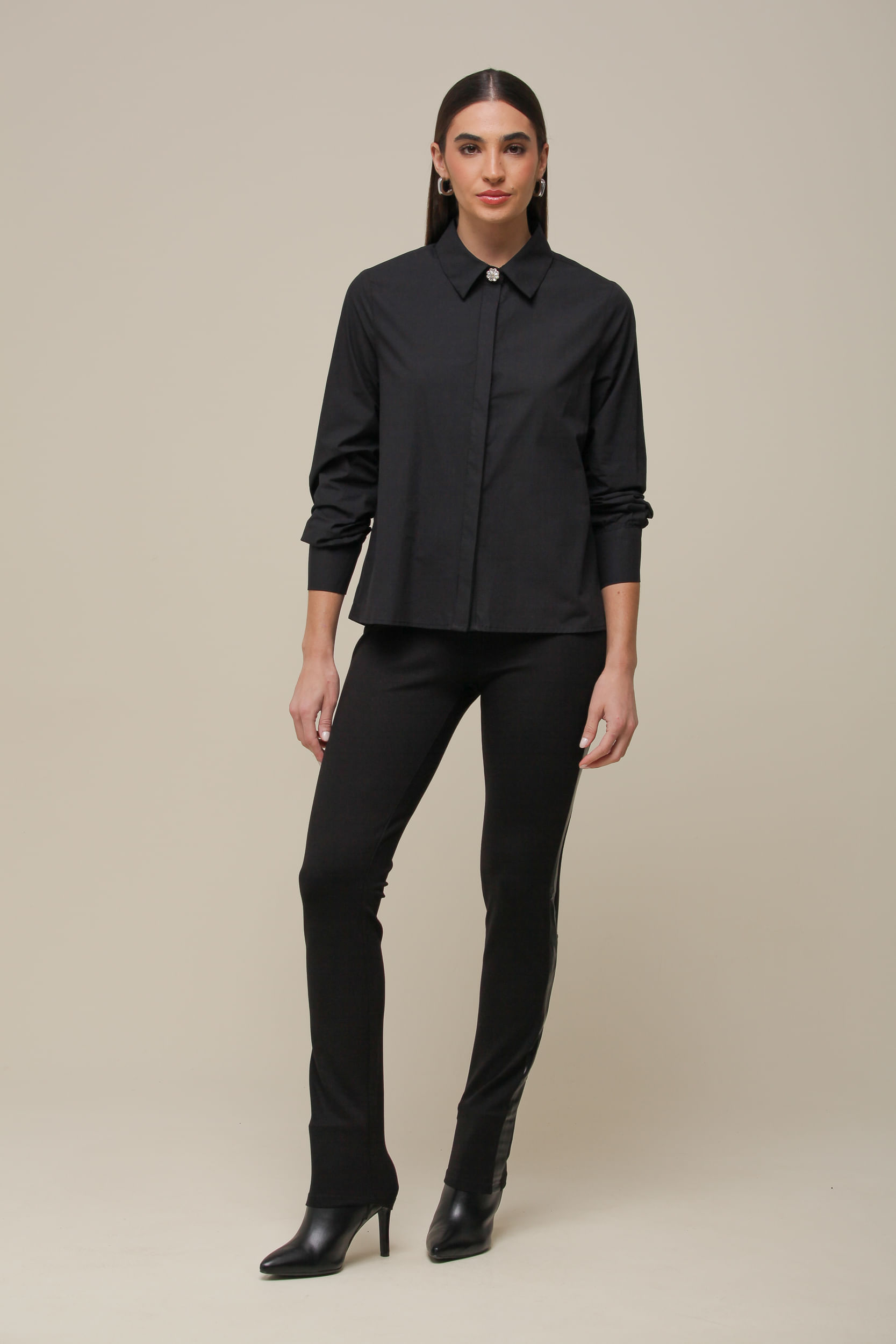 9036498 - Camisa Tricoline Botões PRETO 9036498 - Camisa Tricoline Botões PRETO