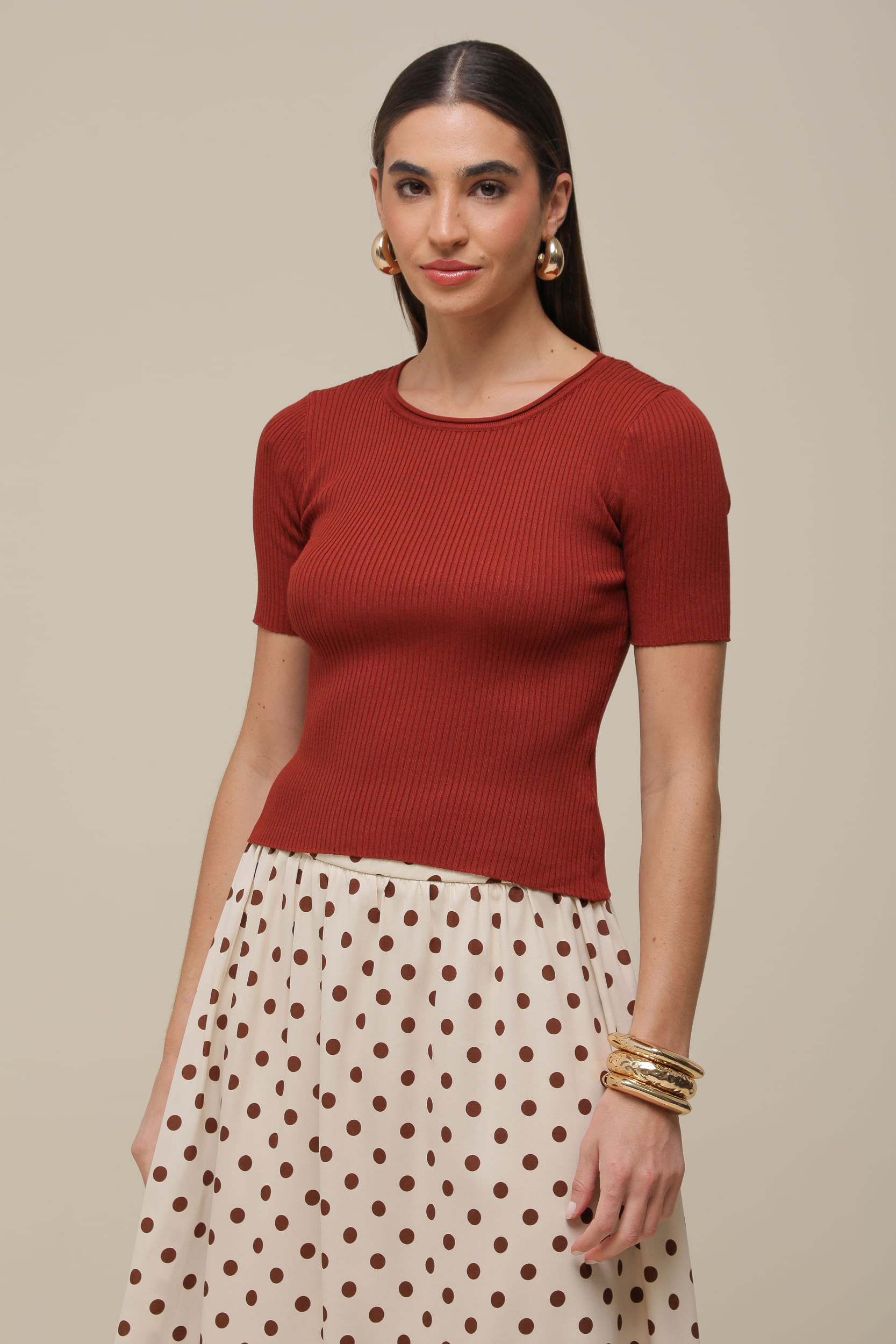 9036481 - Blusa Tricô Gola Canoa FERRUGEM 9036481 - Blusa Tricô Gola Canoa FERRUGEM