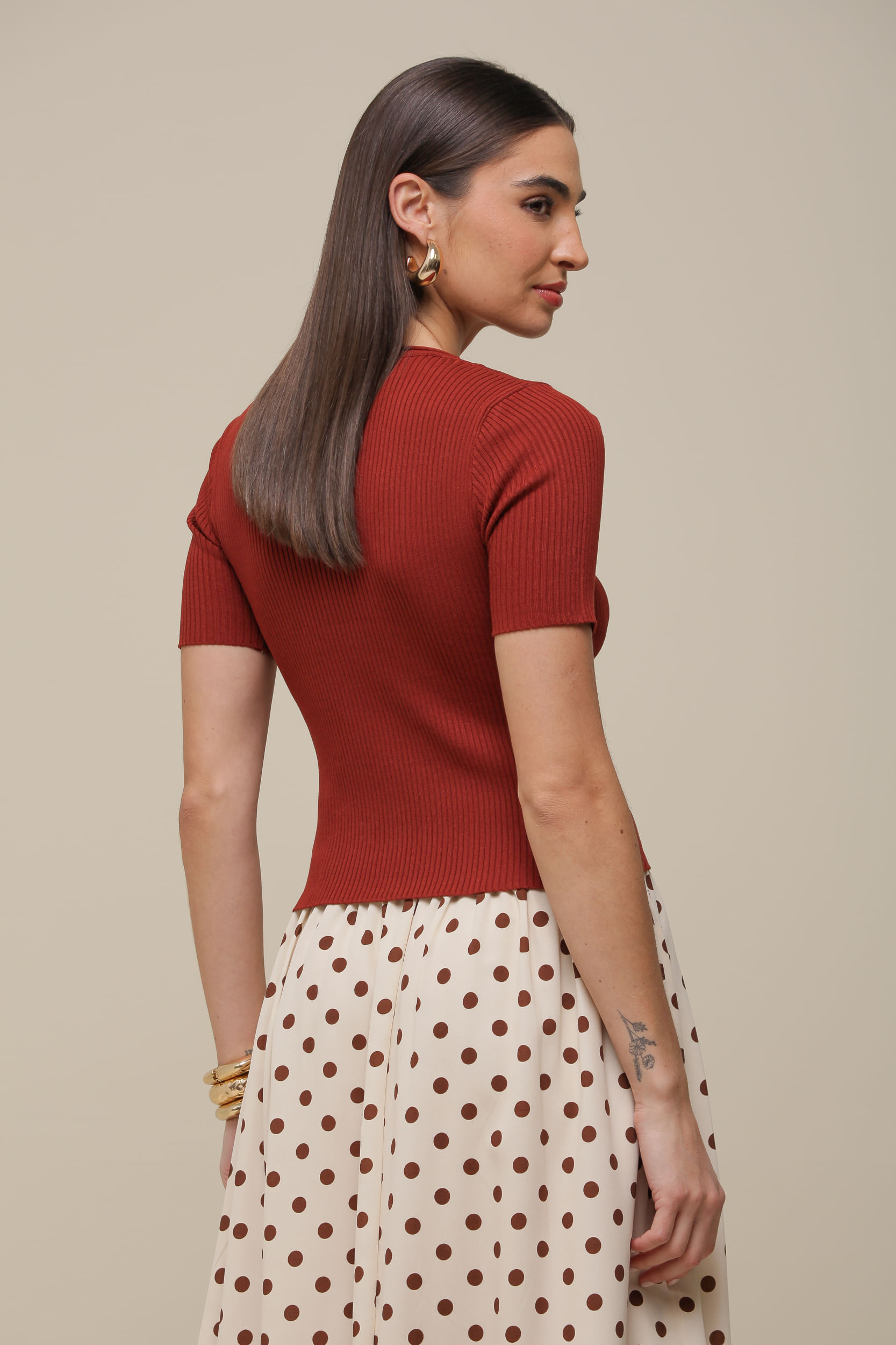 9036481 - Blusa Tricô Gola Canoa FERRUGEM 9036481 - Blusa Tricô Gola Canoa FERRUGEM