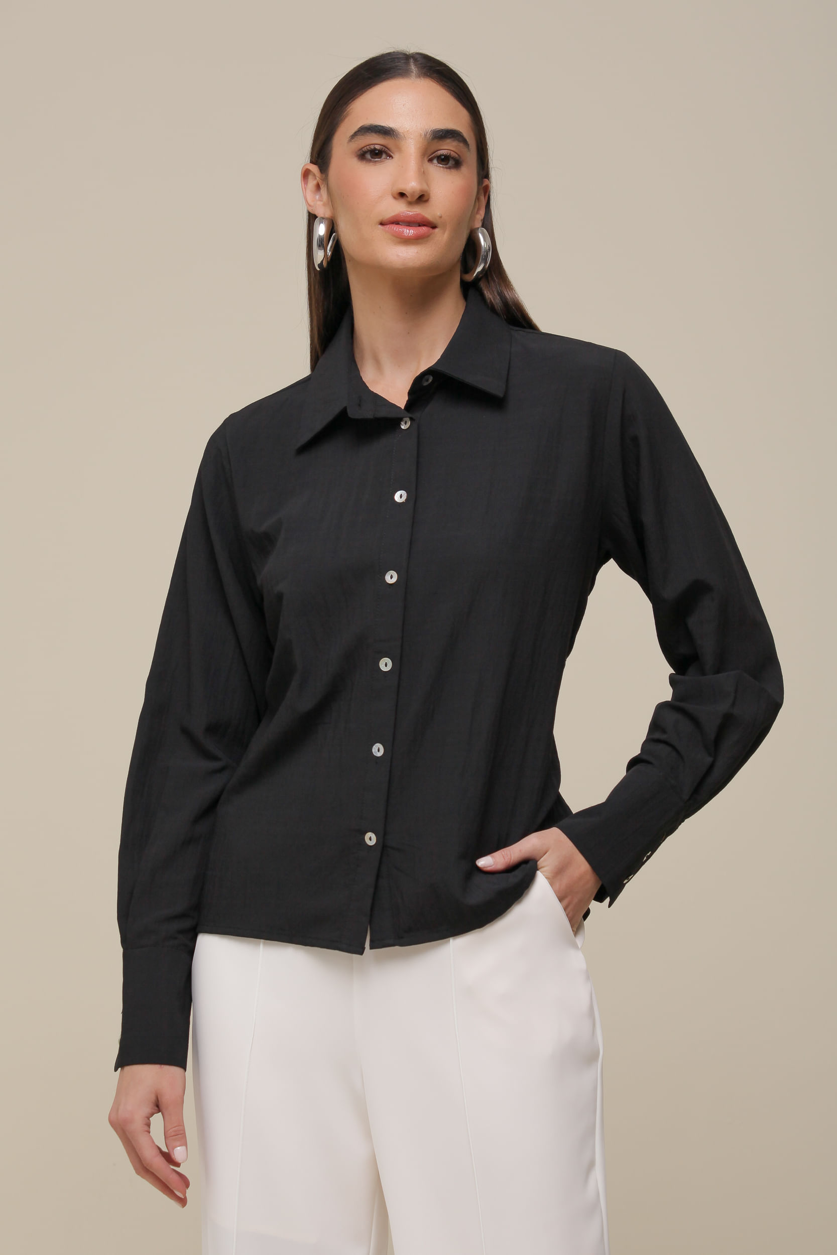 9036387 - Camisa Social Torção Costas PRETO