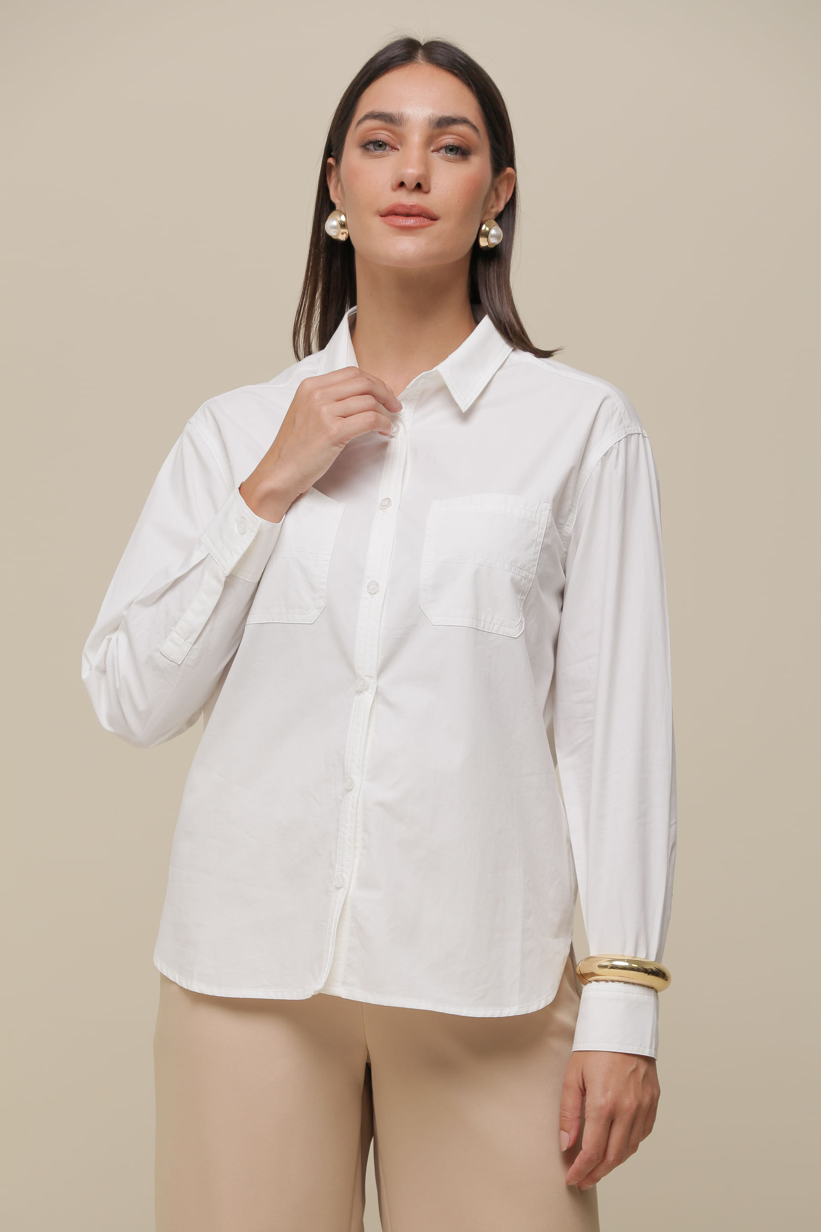 9036257 - Camisa Social Tricoline OFF-WHITE 9036257 - Camisa Social Tricoline OFF-WHITE