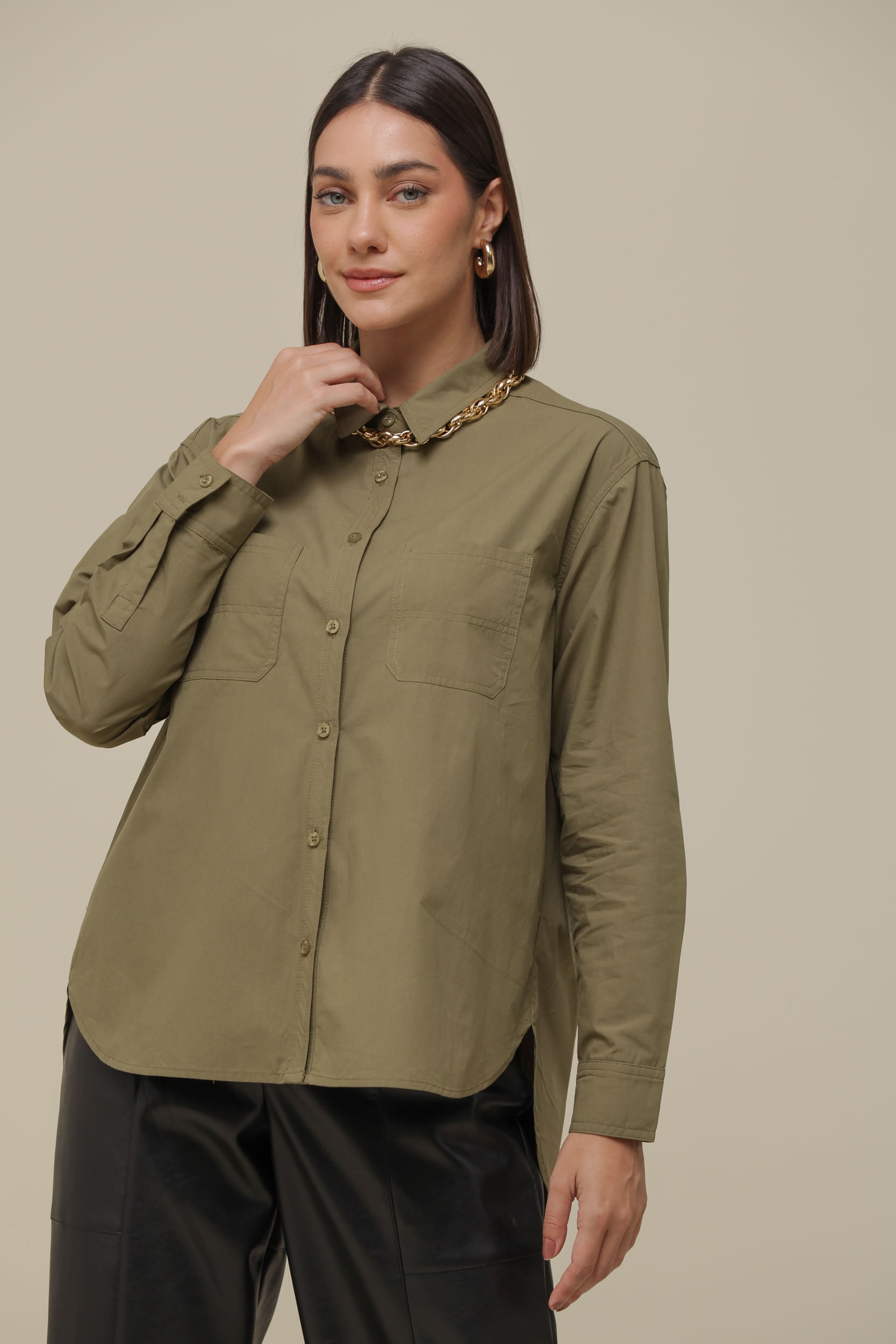 9036257 - Camisa Social Tricoline VERDE OLIVA 9036257 - Camisa Social Tricoline VERDE OLIVA
