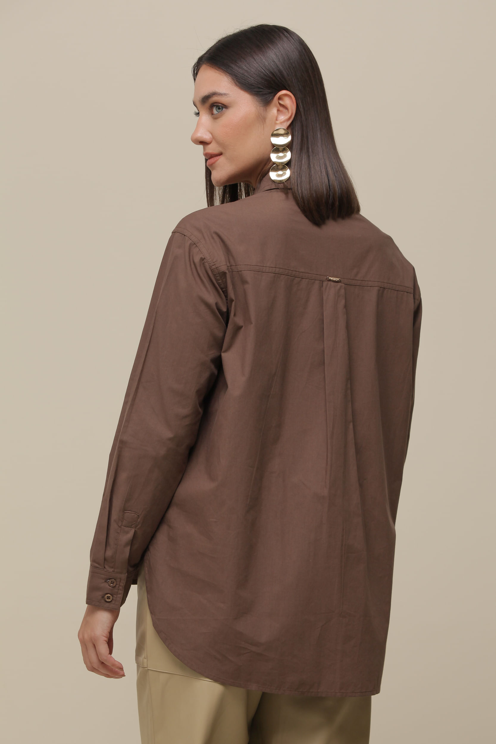 9036257 - Camisa Social Tricoline MARROM 9036257 - Camisa Social Tricoline MARROM