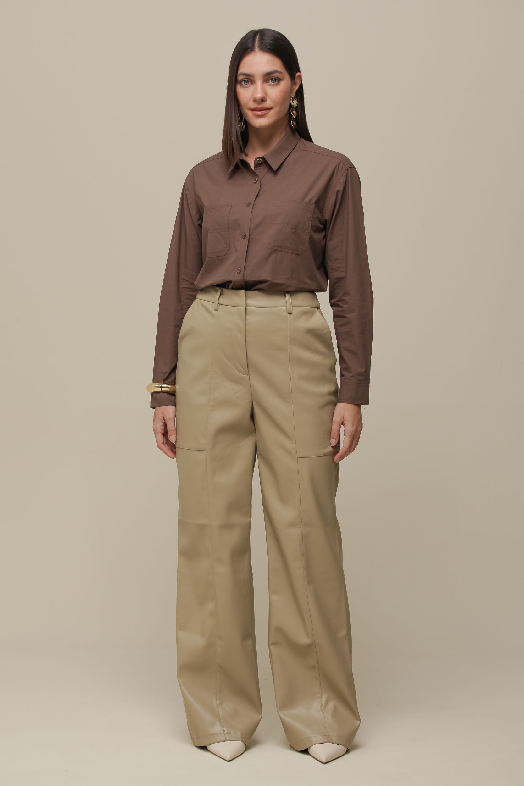 9036257 - Camisa Social Tricoline MARROM 9036257 - Camisa Social Tricoline MARROM