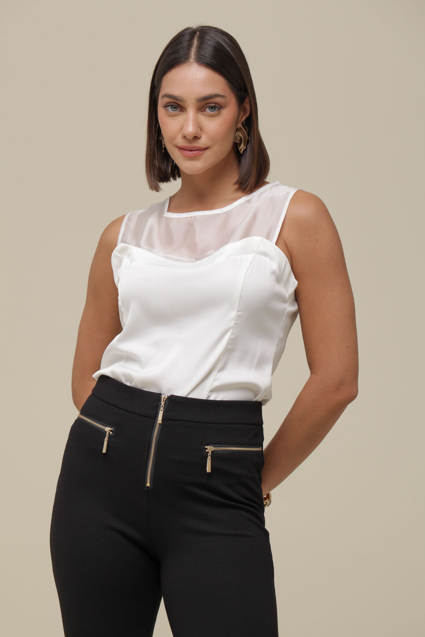 9036280 - Regata Cetim Com Detalhe Em Organza   BRANCO
