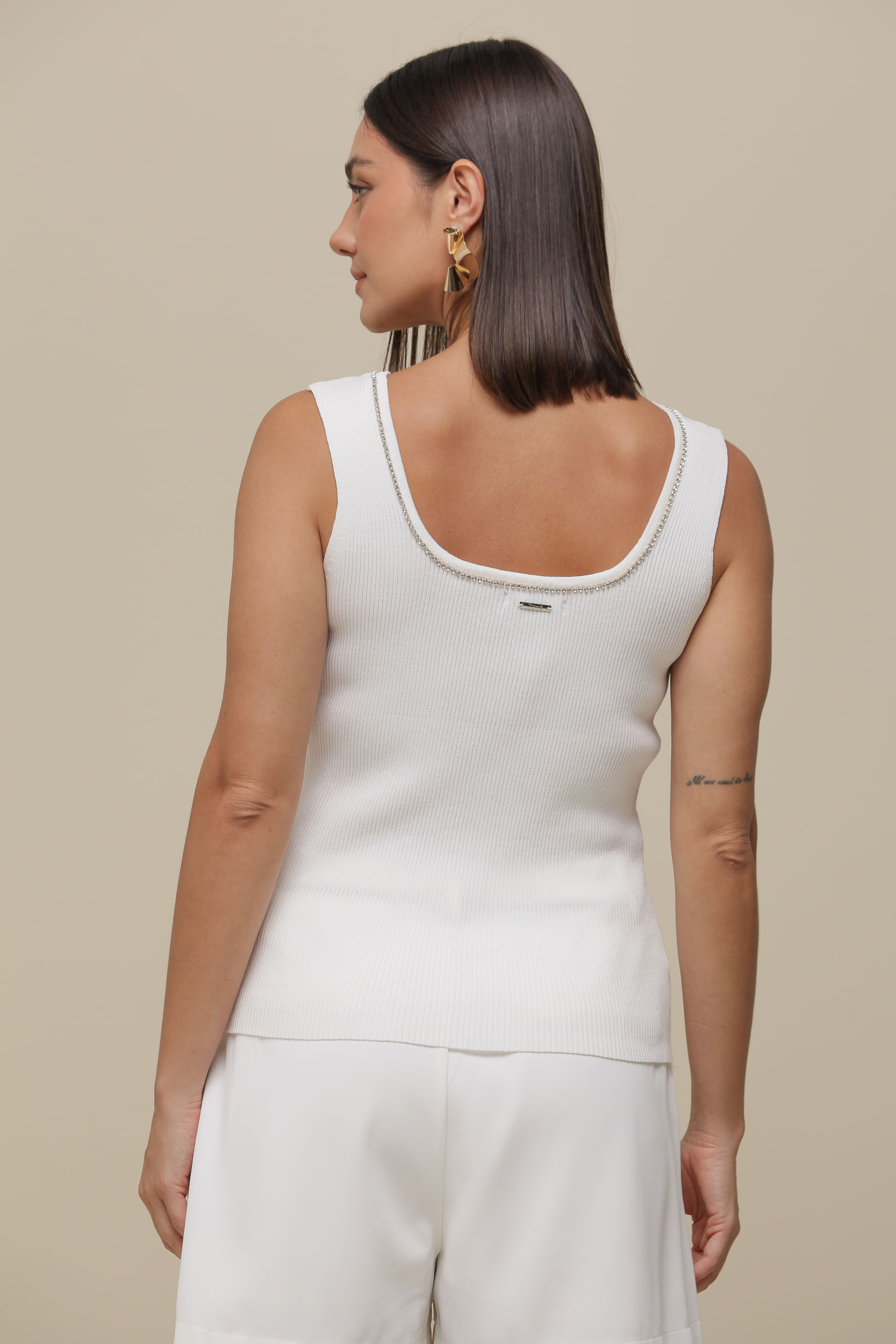 9036418 - Regata Tricô Com Brilhos OFF-WHITE 9036418 - Regata Tricô Com Brilhos OFF-WHITE