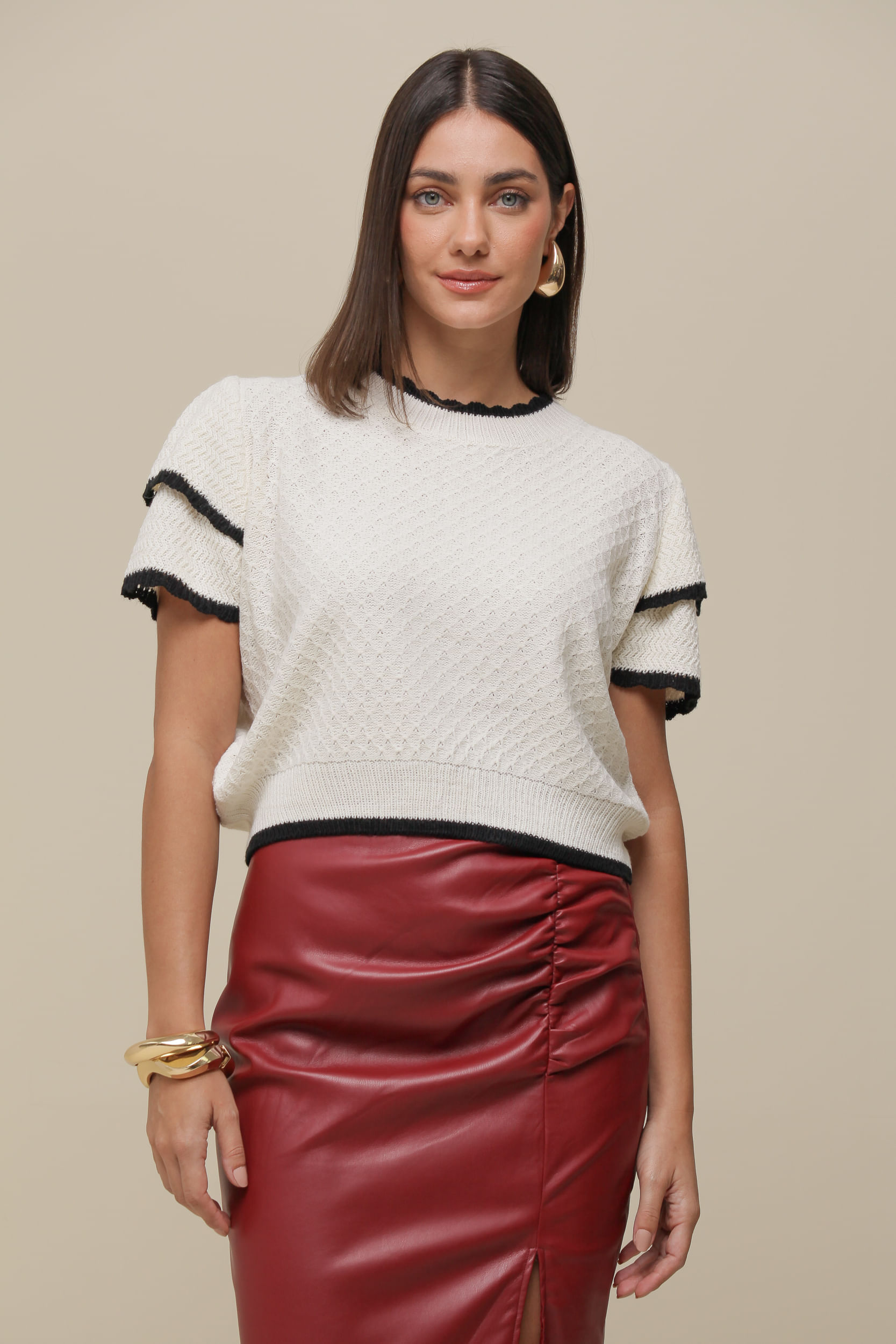 9036420 - Blusa Tricô Rede OFF-WHITE 9036420 - Blusa Tricô Rede OFF-WHITE