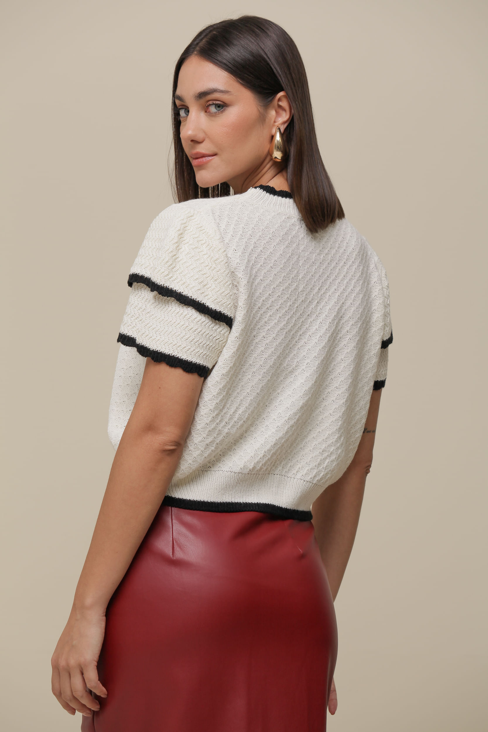 9036420 - Blusa Tricô Rede OFF-WHITE 9036420 - Blusa Tricô Rede OFF-WHITE