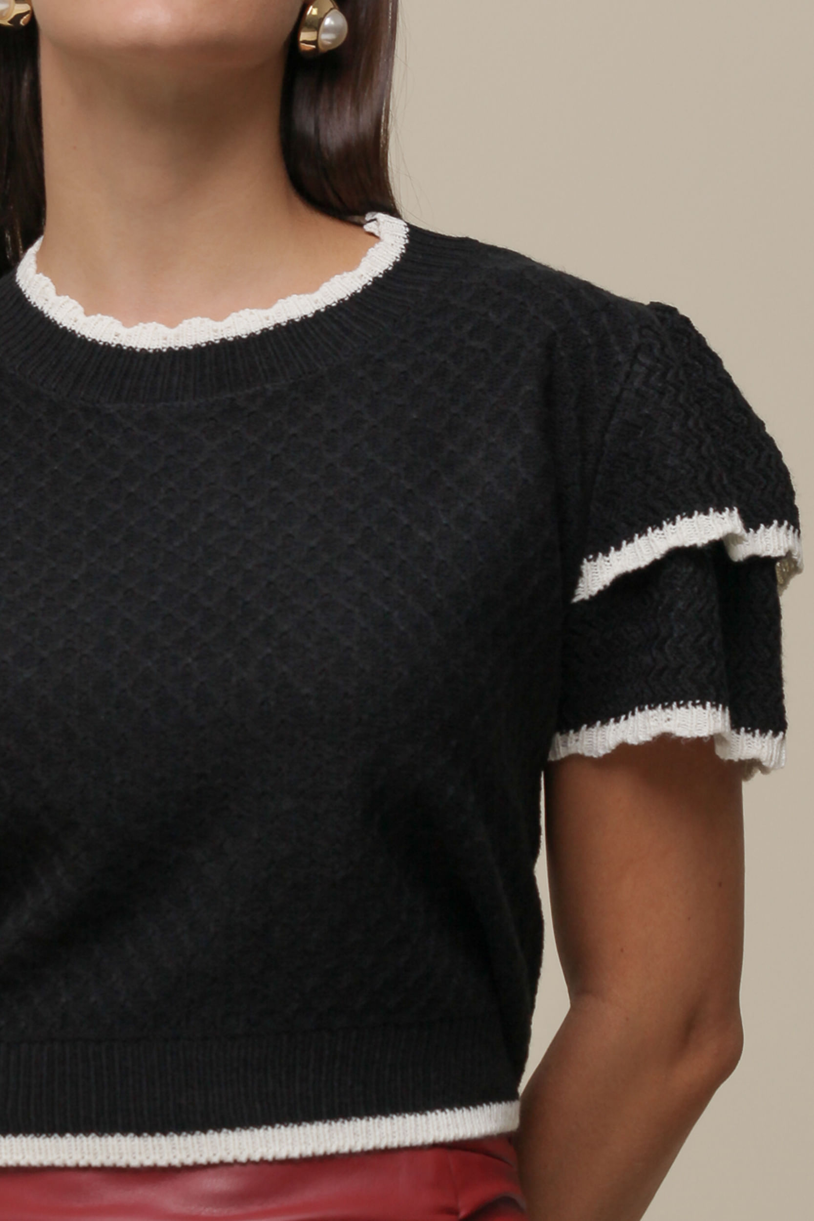 9036420 - Blusa Tricô Rede PRETO 9036420 - Blusa Tricô Rede PRETO