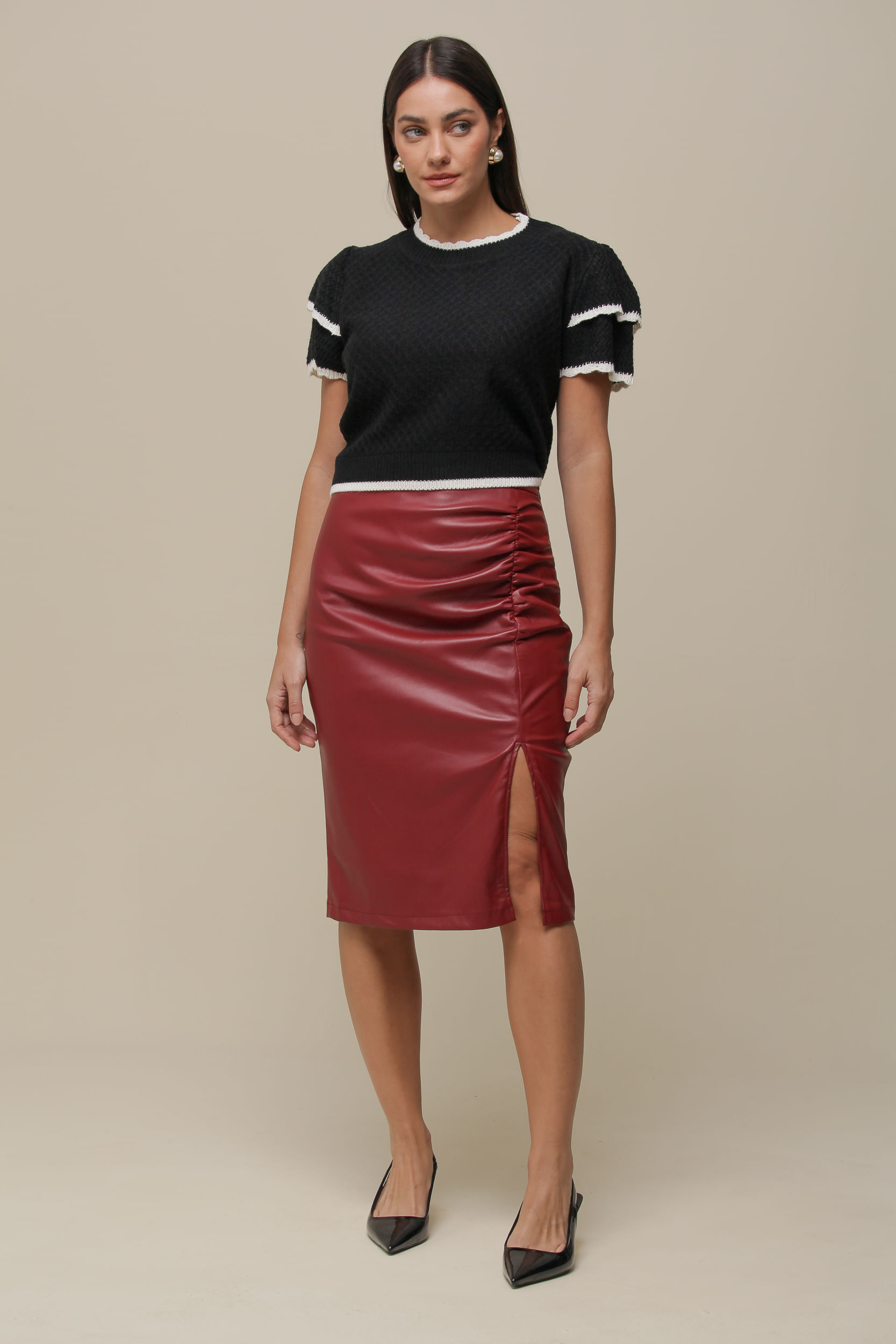 9036420 - Blusa Tricô Rede PRETO 9036420 - Blusa Tricô Rede PRETO