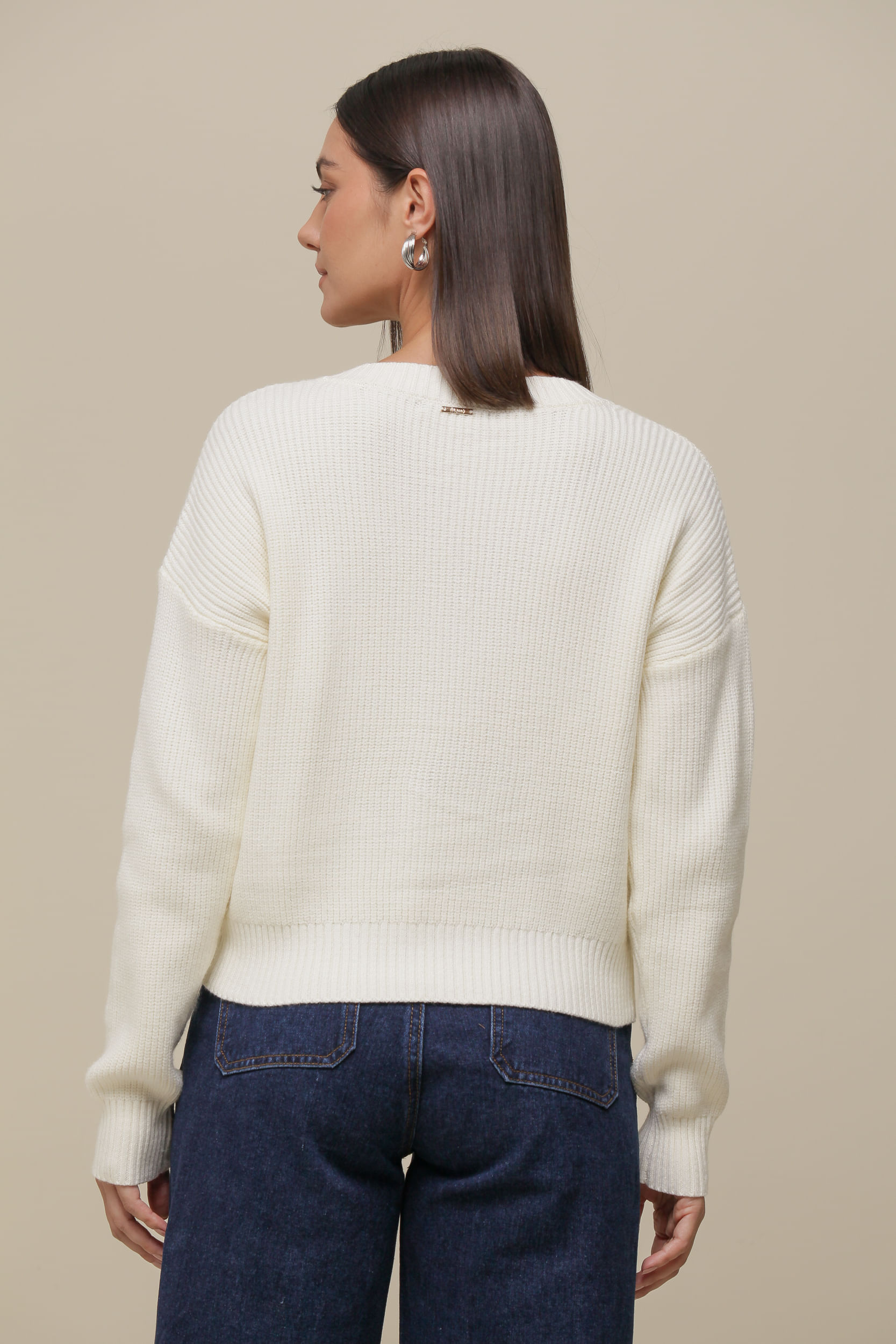 9036478 - Blusa Tricô Manga Longo Laços AREIA 9036478 - Blusa Tricô Manga Longo Laços AREIA