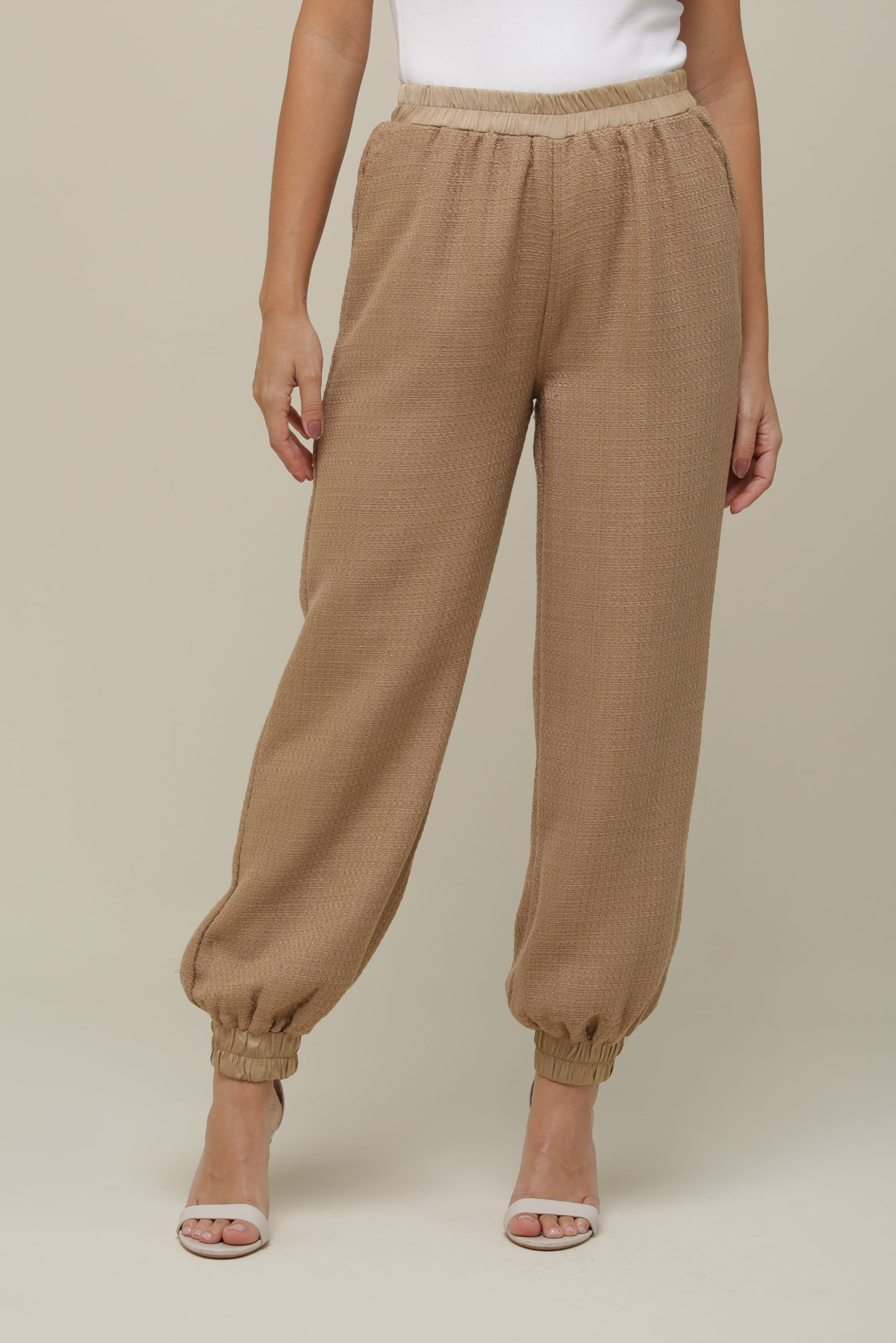 9036512 - Calça Jogger Tweed   CAMEL