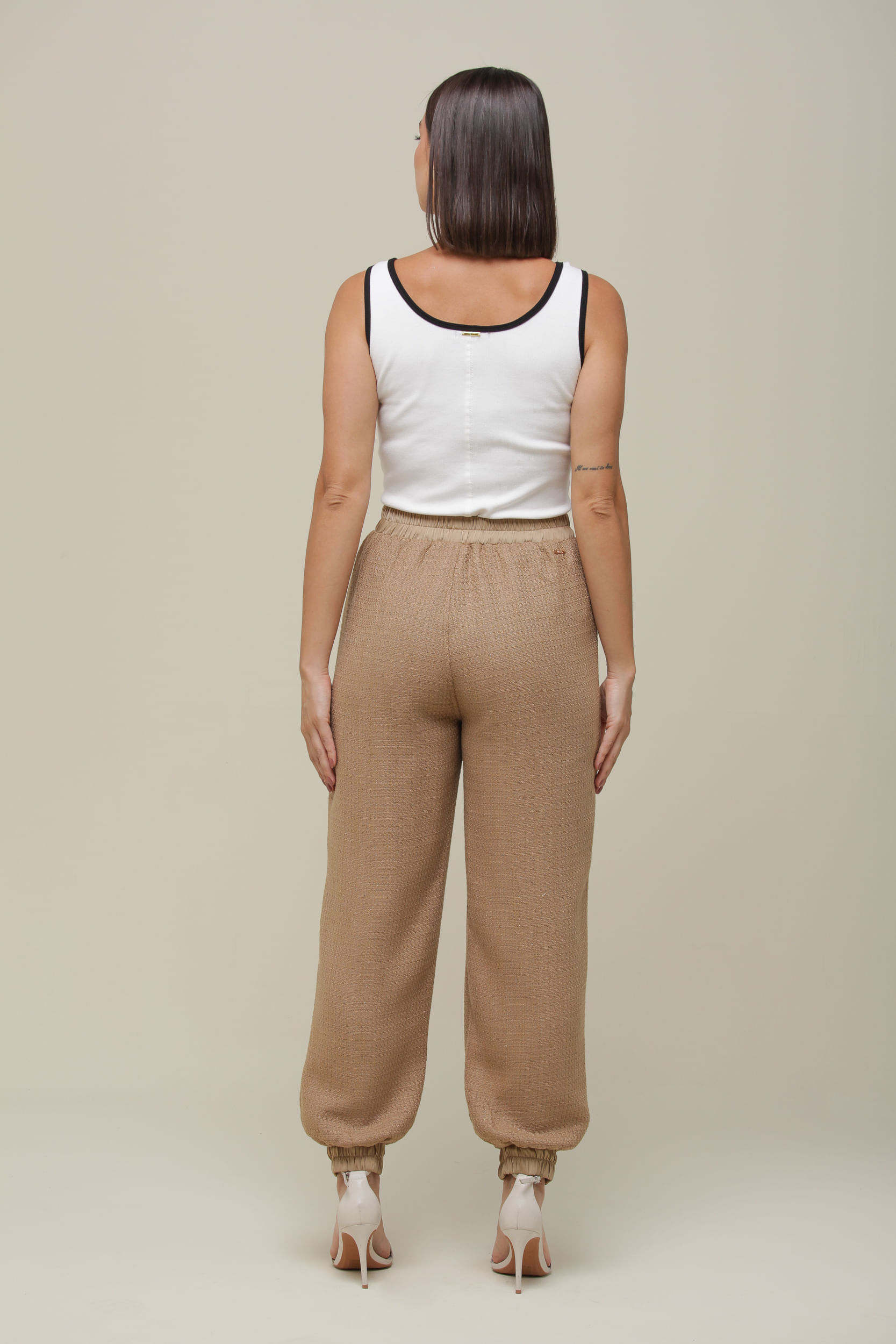 9036512 - Calça Jogger Tweed   CAMEL