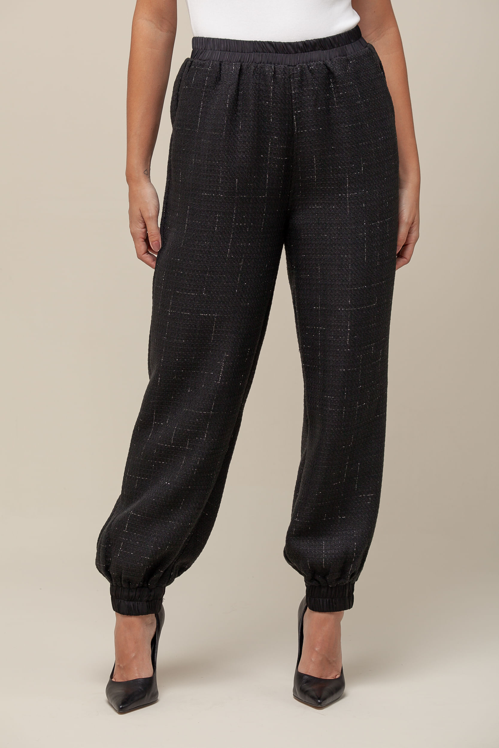 9036512 - Calça Jogger Tweed   PRETO