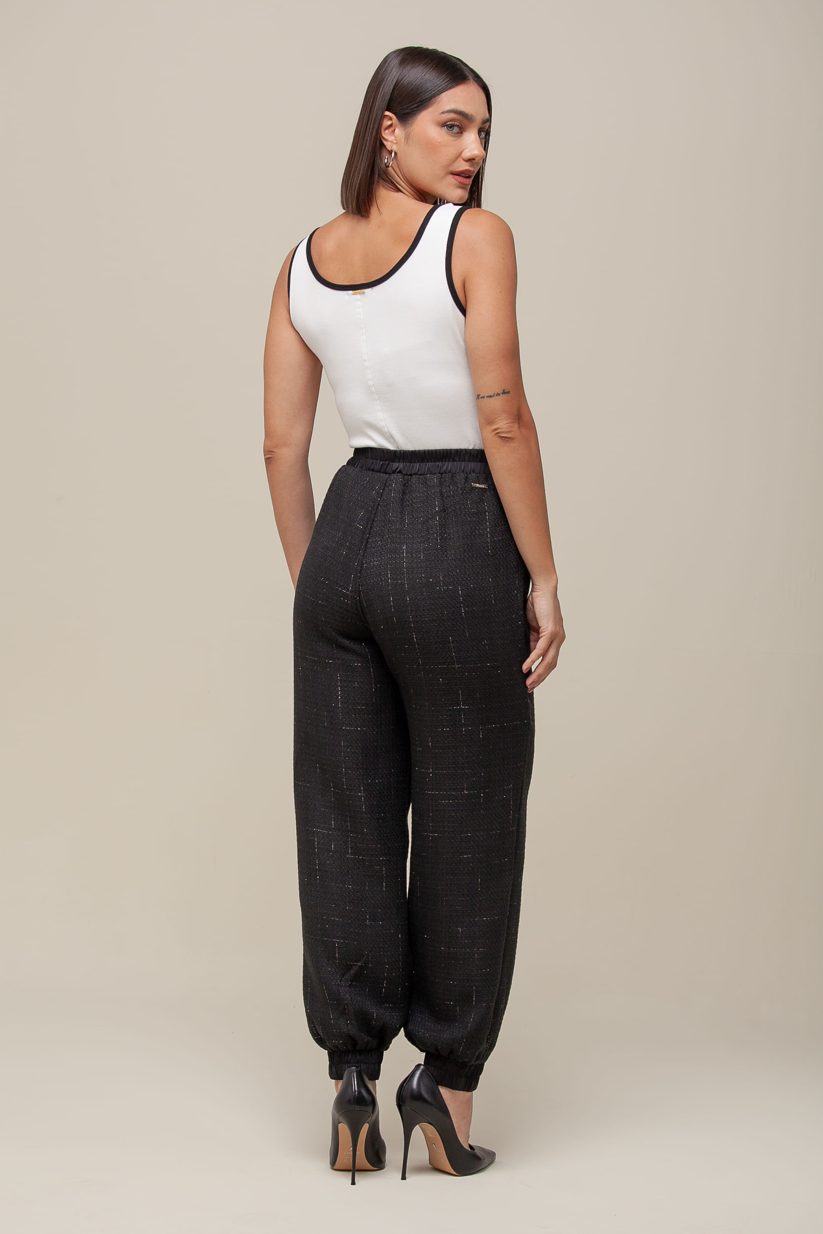 9036512 - Calça Jogger Tweed   PRETO