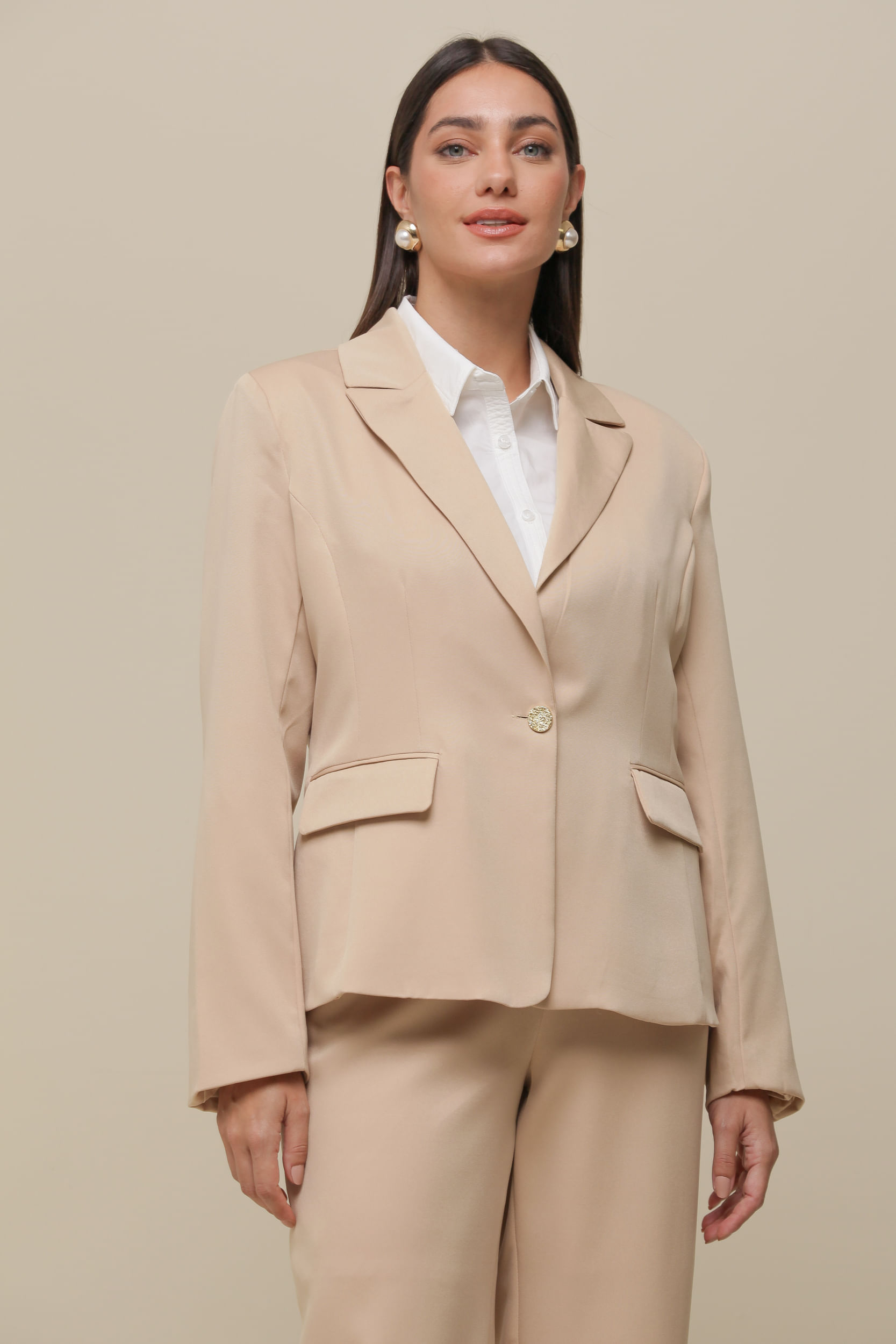 9036513 - Blazer Alfaiataria Lapelas BEGE