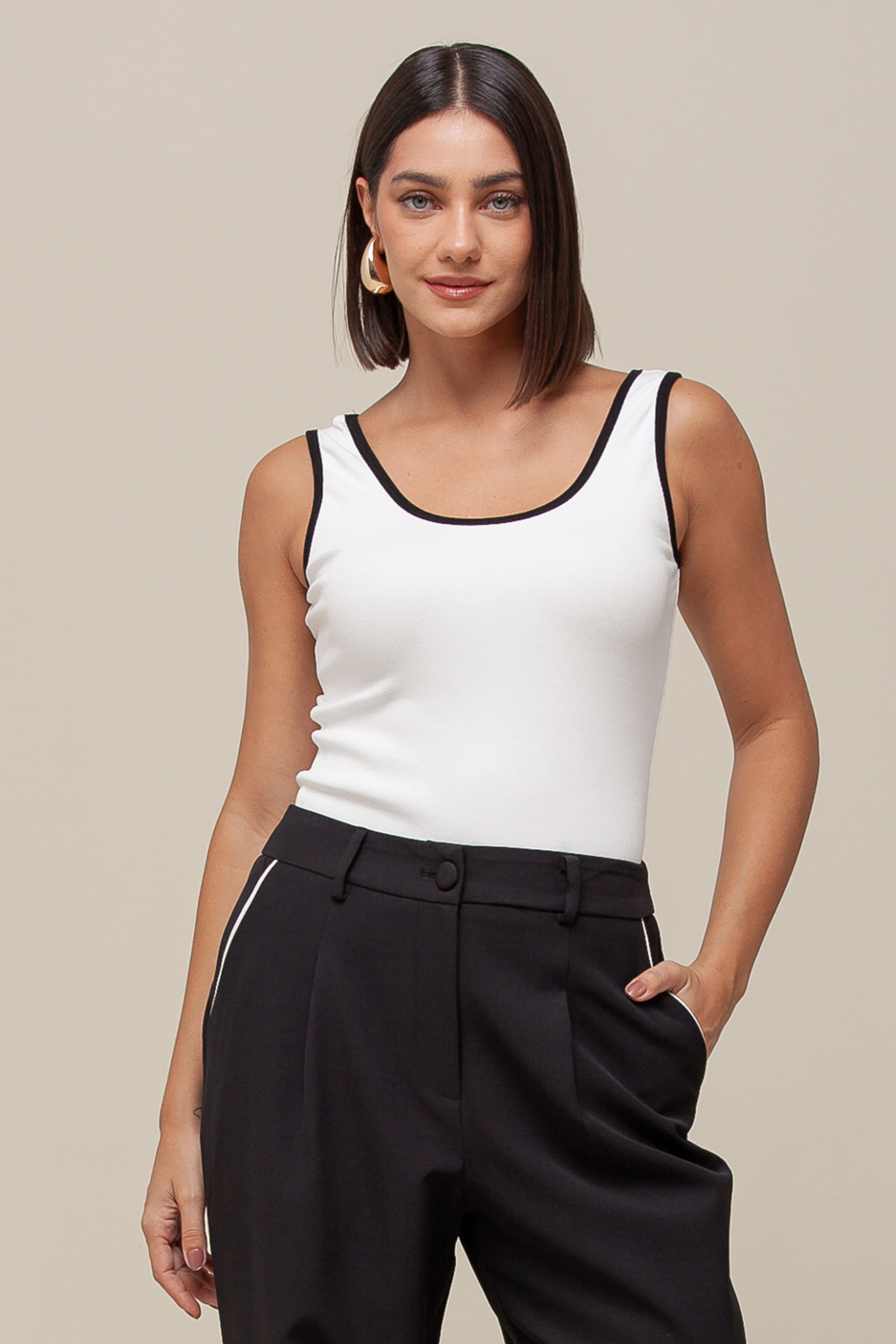 9036516 - Regata Básica Ribana Bicolor   BRANCO