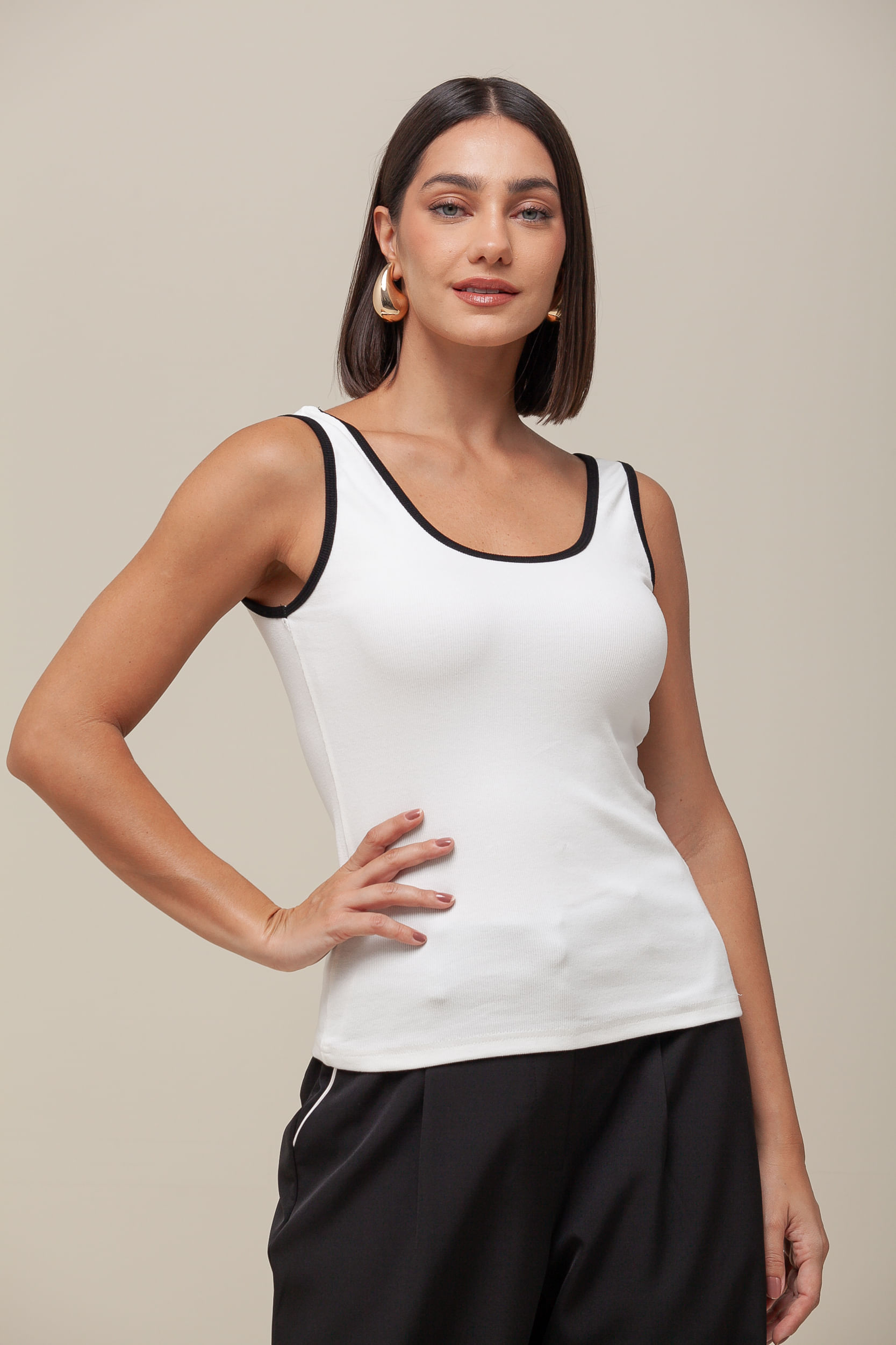 9036516 - Regata Básica Ribana Bicolor BRANCO 9036516 - Regata Básica Ribana Bicolor BRANCO