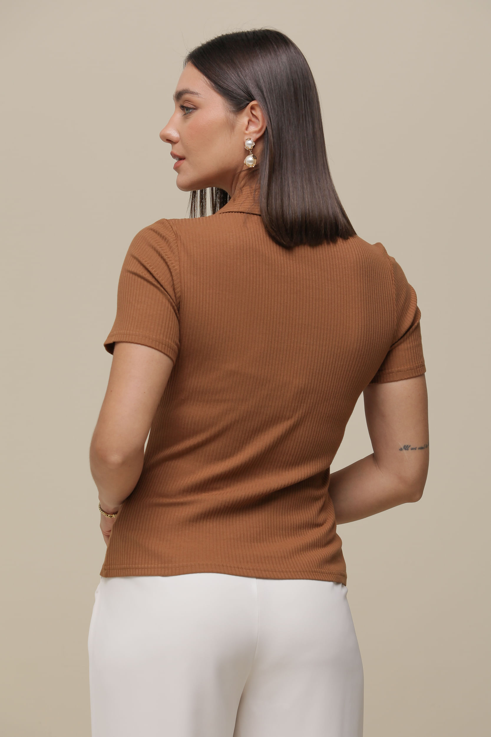 9036520 - Blusa Polo Canelada CAMEL 9036520 - Blusa Polo Canelada CAMEL