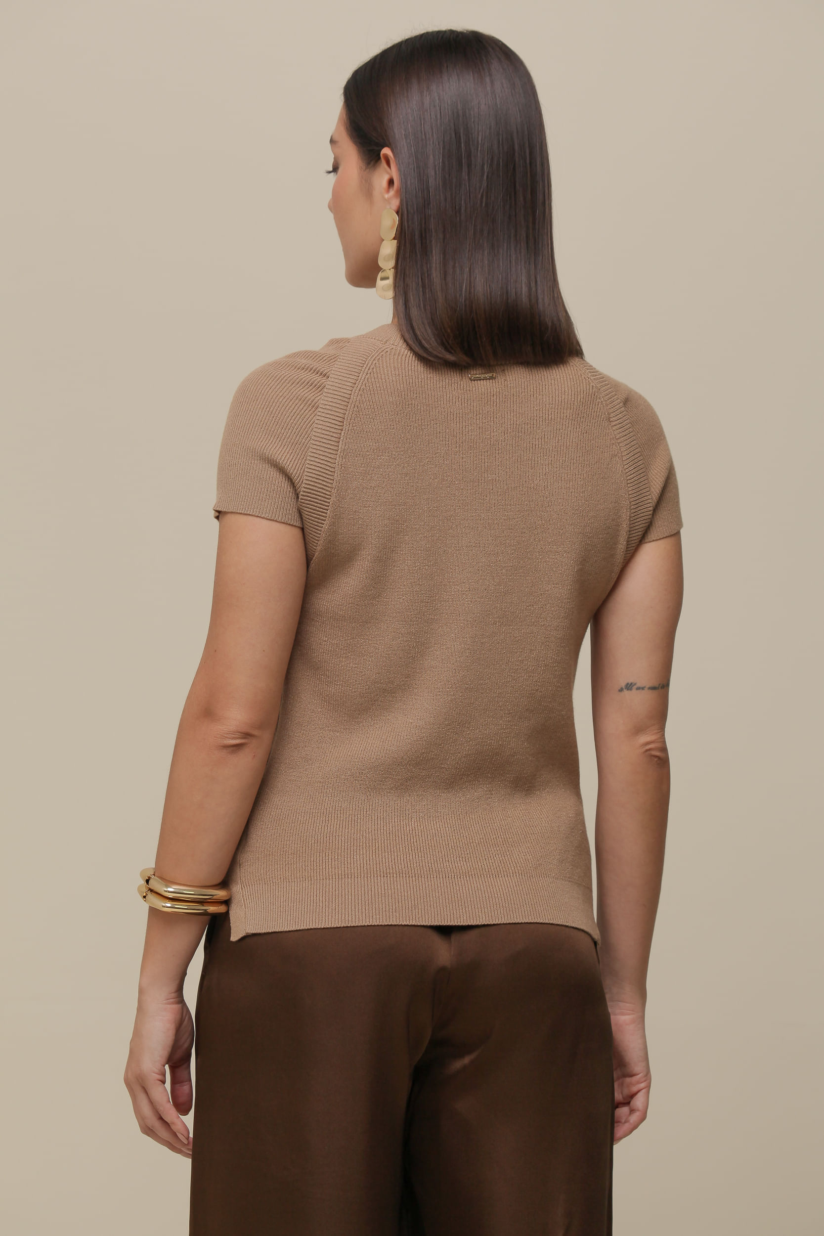 9036538 - Blusa Tricô Manga Curta CAMEL 9036538 - Blusa Tricô Manga Curta CAMEL
